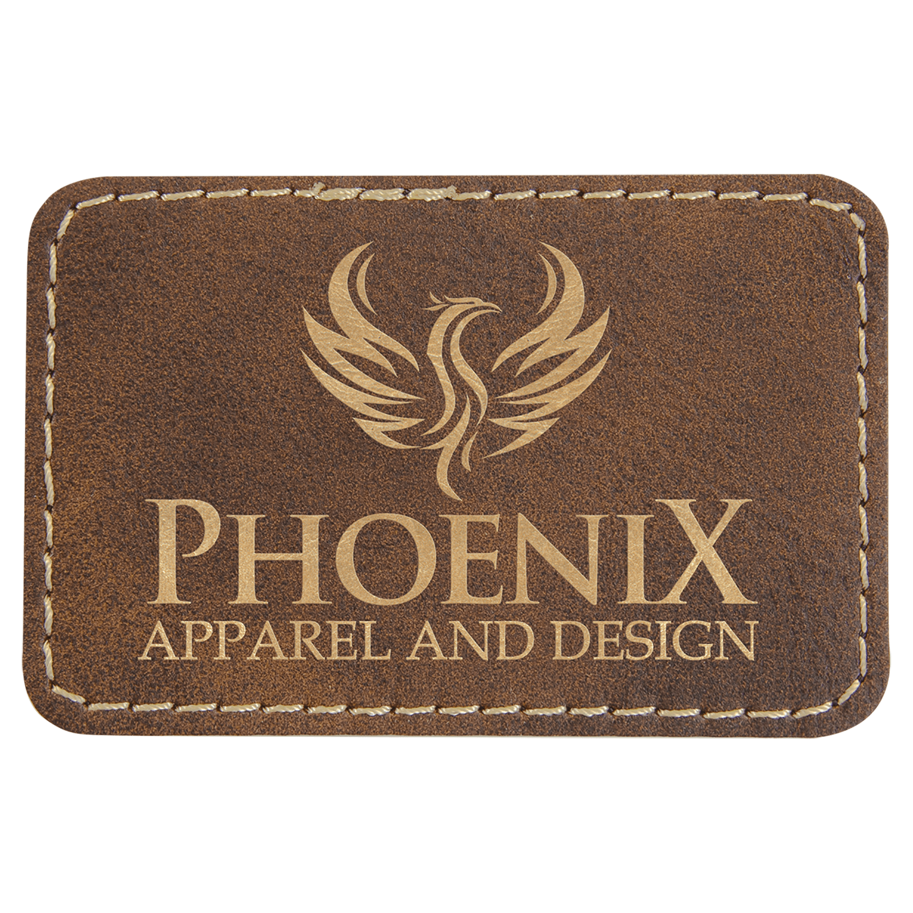 Rectangle Rustic/Gold Laserable Leatherette Patch with Adhesive