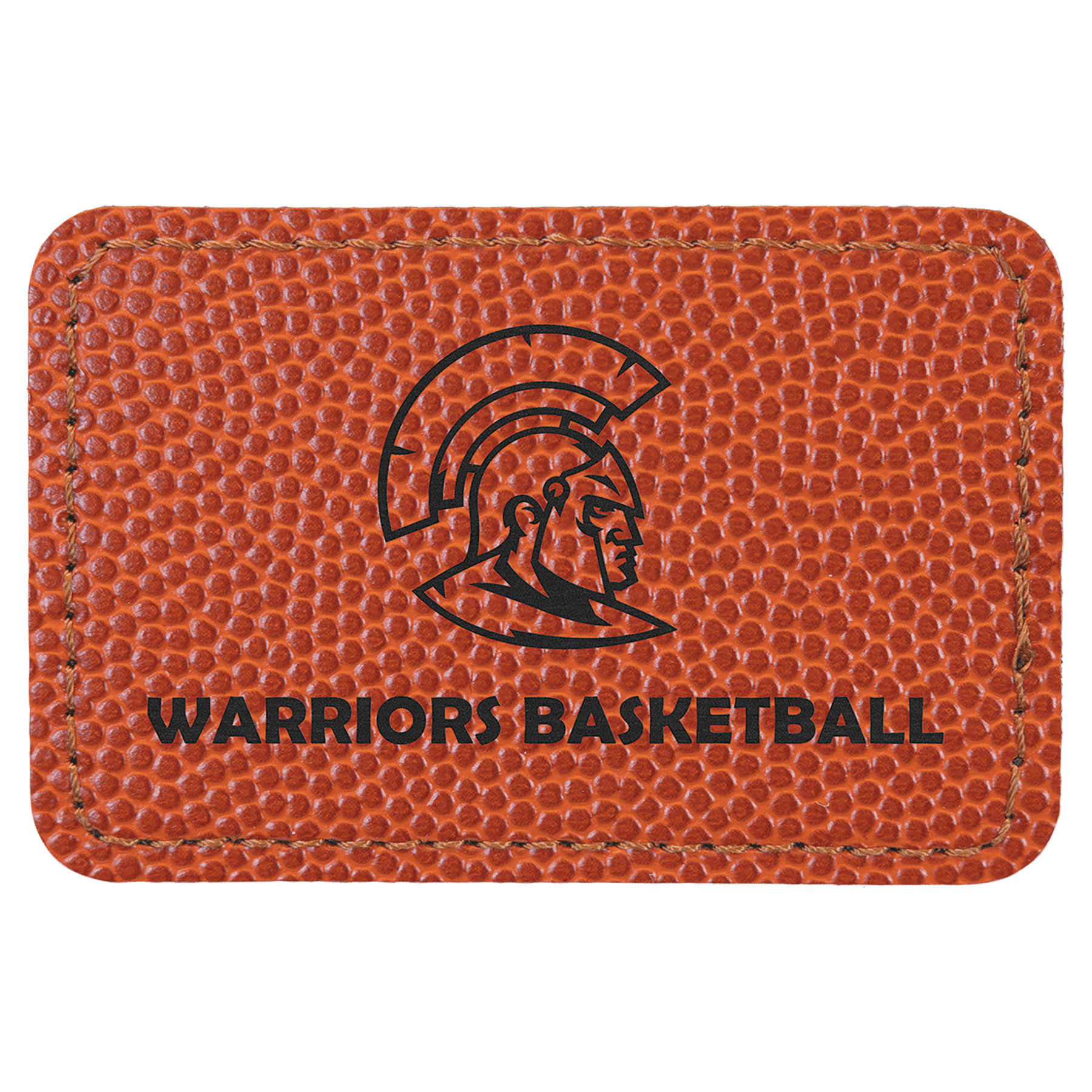 3" x 2" Basketball Rectangle Laserable Leatherette Patch with Adhesive