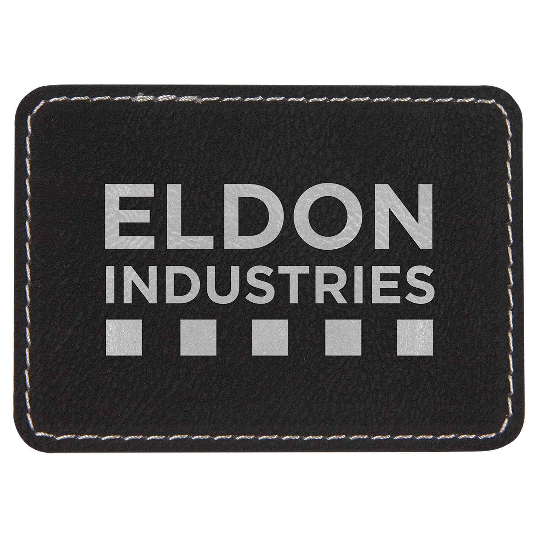 3 1/2" x 2 1/2" Black/Silver Rectangle Leatherette Patch with Adhesive