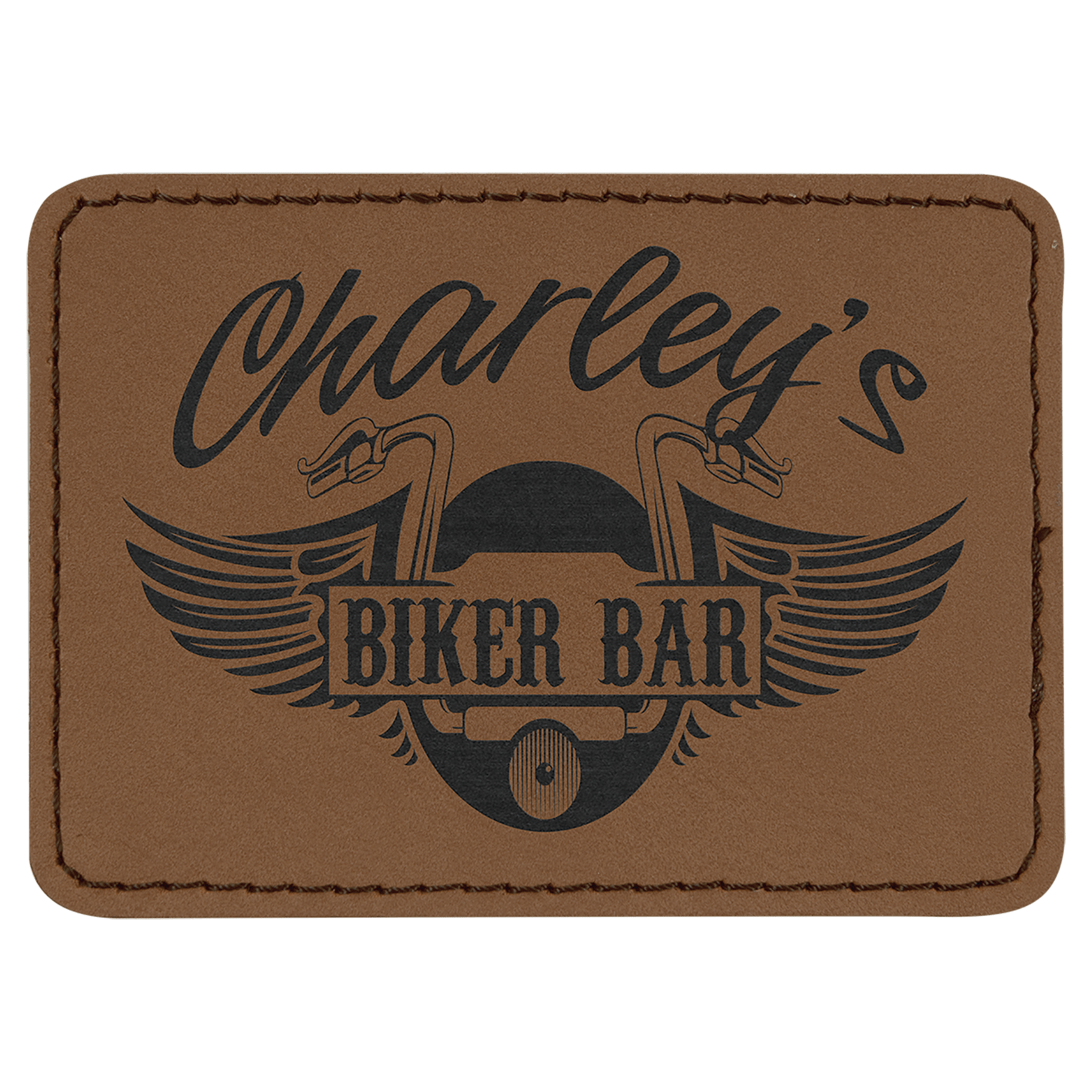 Rectangle Dark Brown Laserable Leatherette Patch with Adhesive