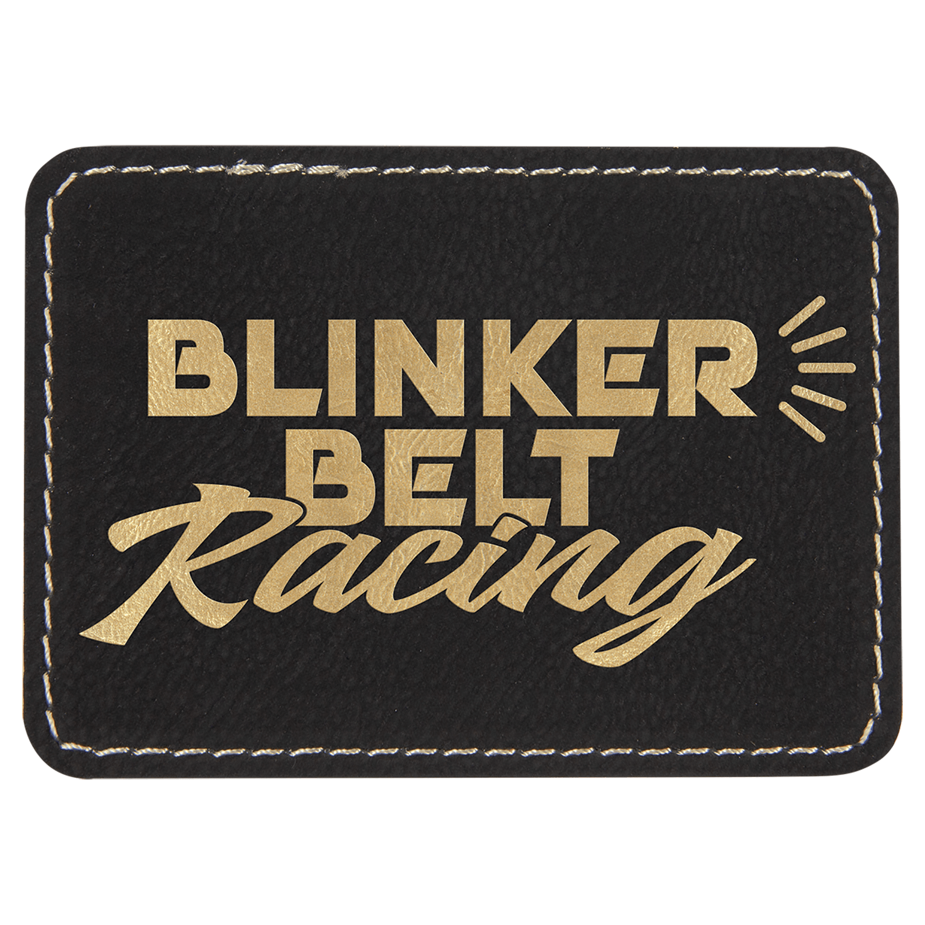 Rectangle Black/Gold Laserable Leatherette Patch with Adhesive