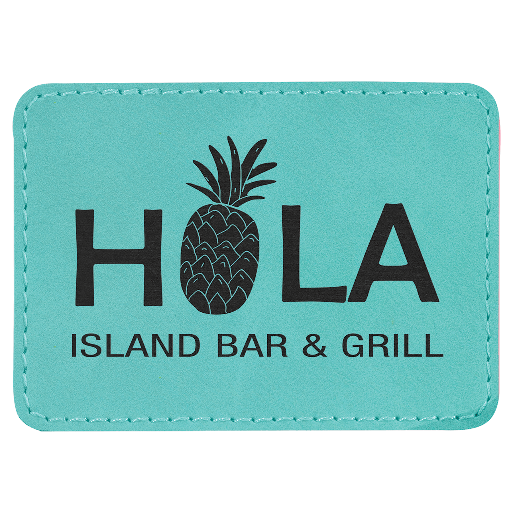 Rectangle Teal Laserable Leatherette Patch with Adhesive