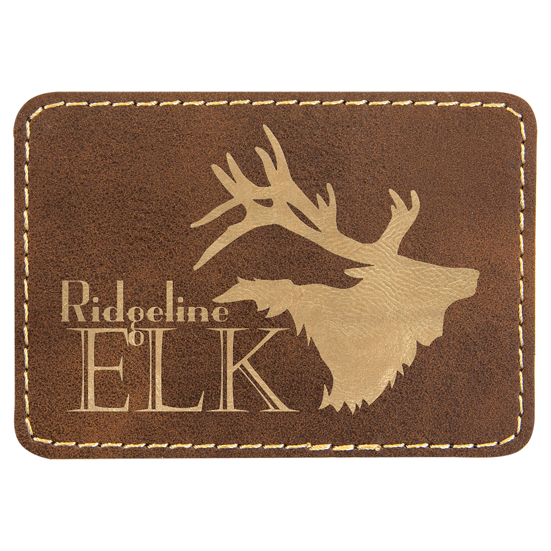 Rectangle Rustic/Gold Laserable Leatherette Patch with Adhesive