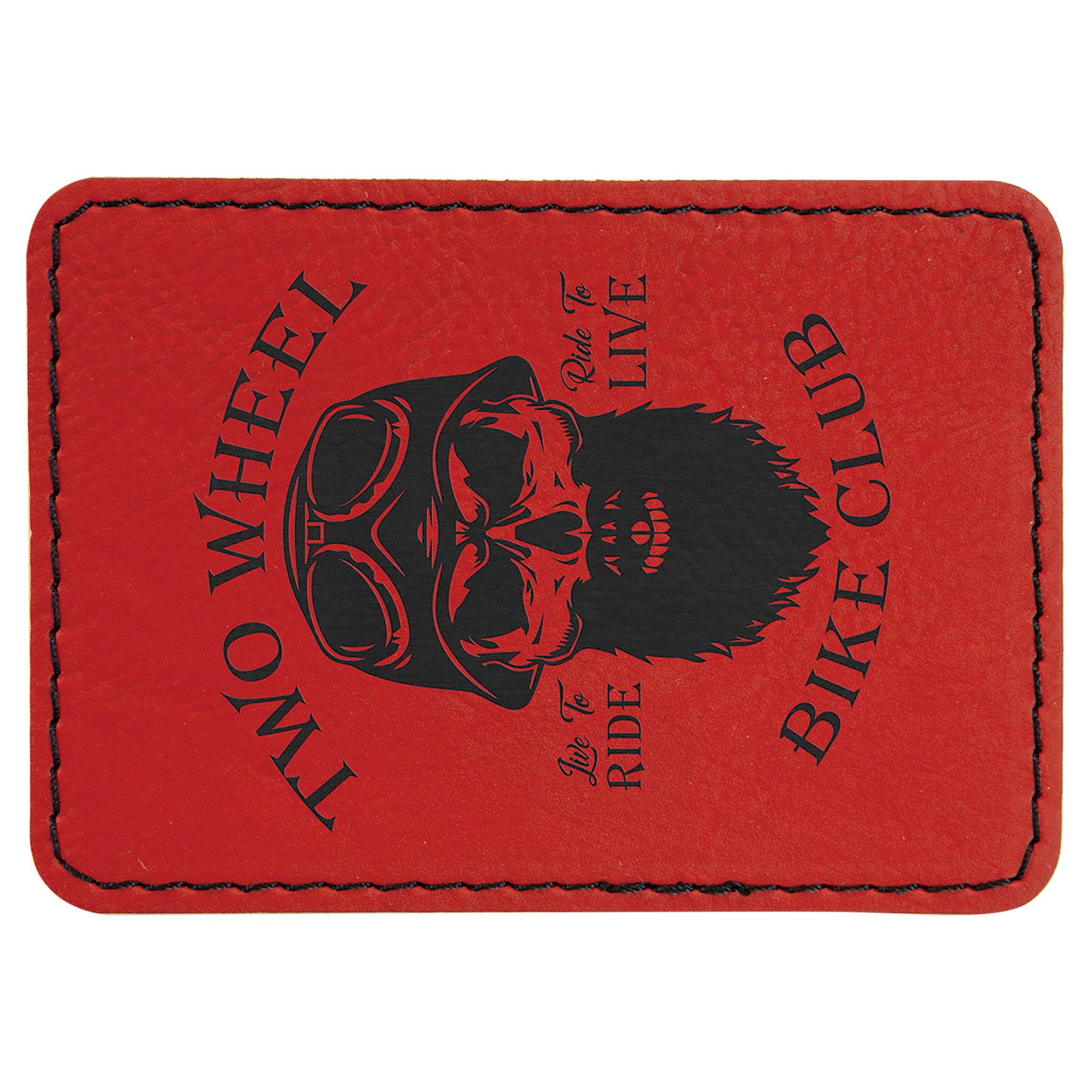 Rectangle Red Laserable Leatherette Patch with Adhesive