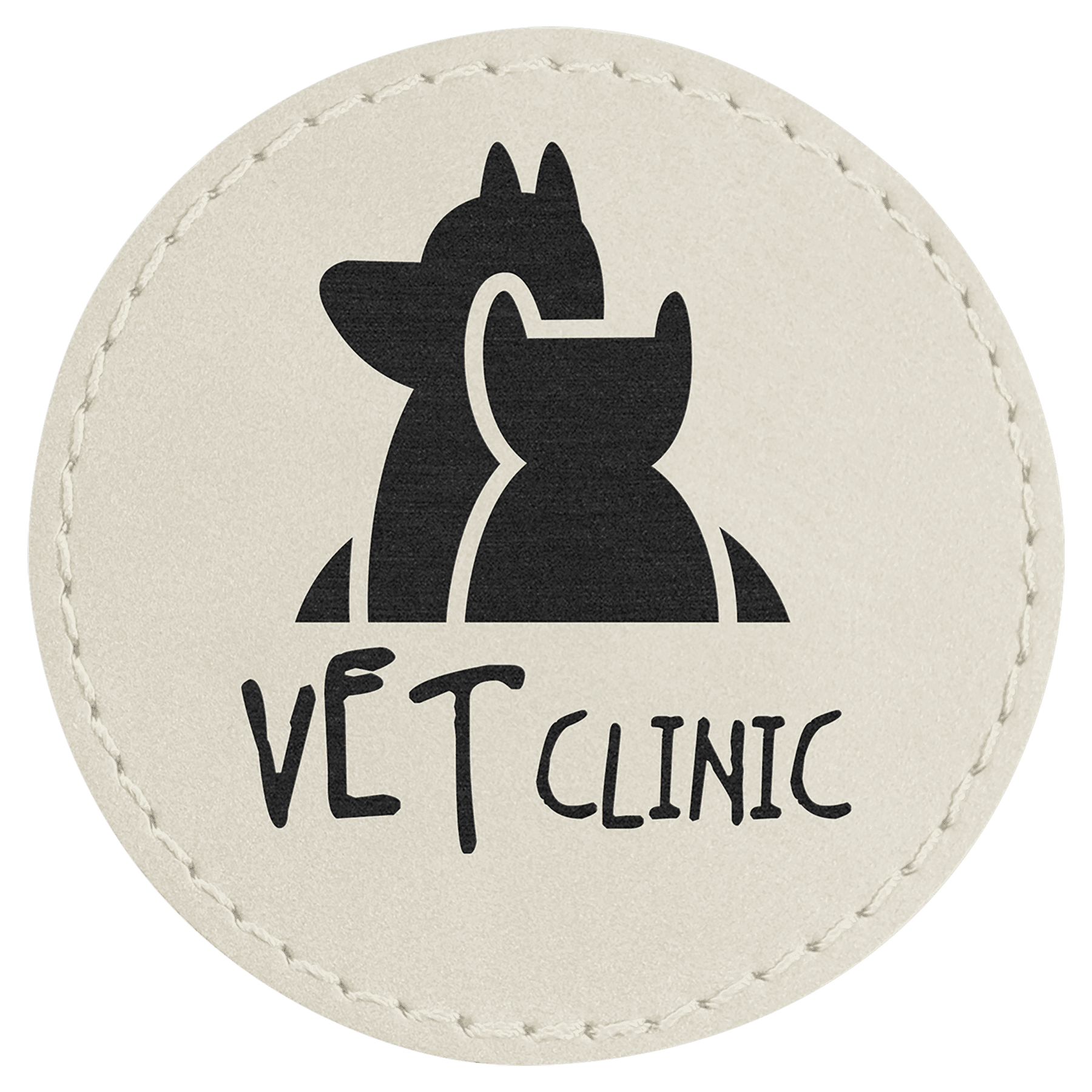 White Leatherette Round Patch