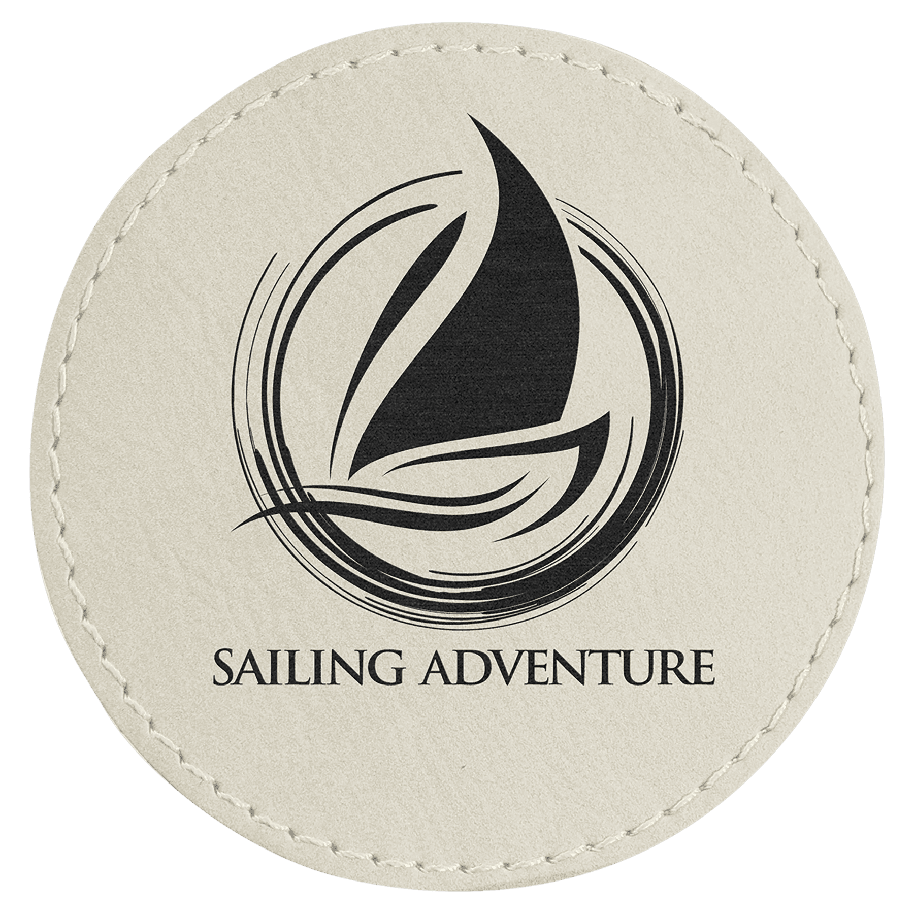 White Leatherette Round Patch