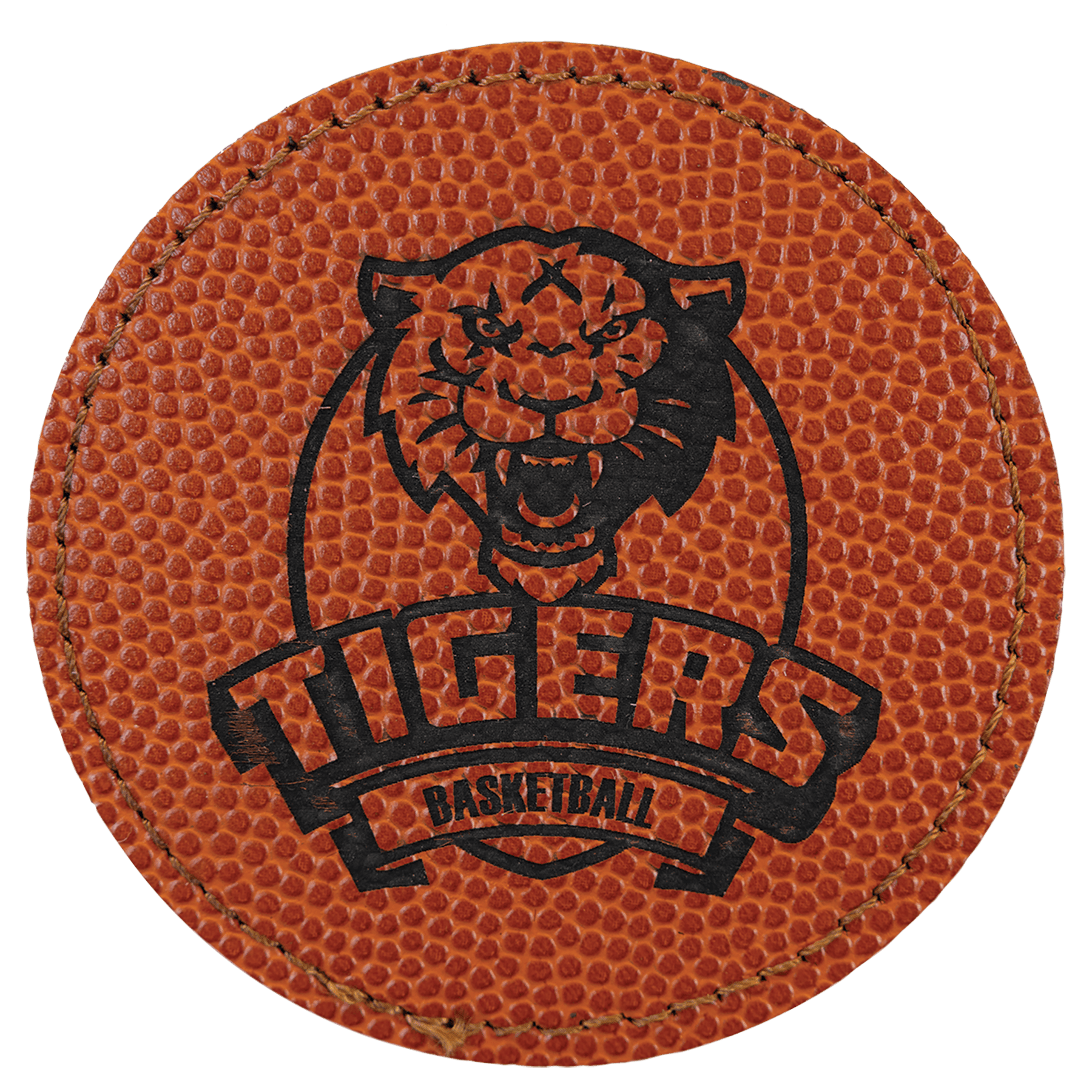 Basketball Leatherette Round Patch