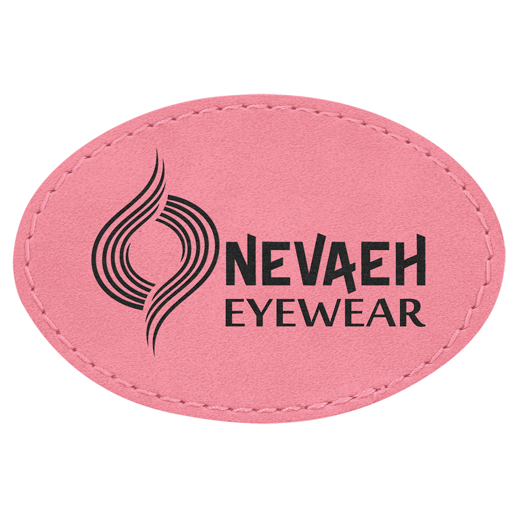 Oval Pink Laserable Leatherette Patch with Adhesive