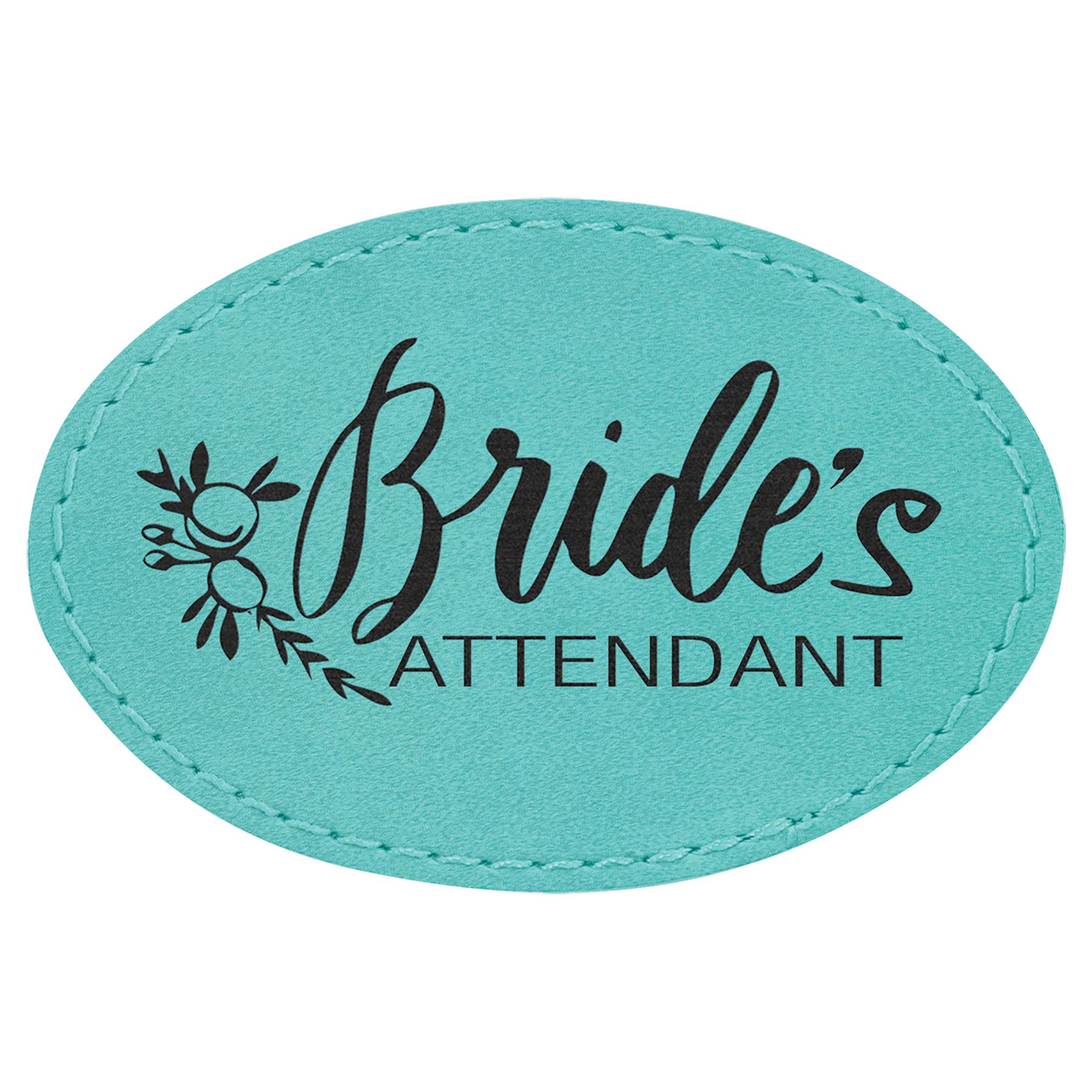 Oval Teal Laserable Leatherette Patch with Adhesive