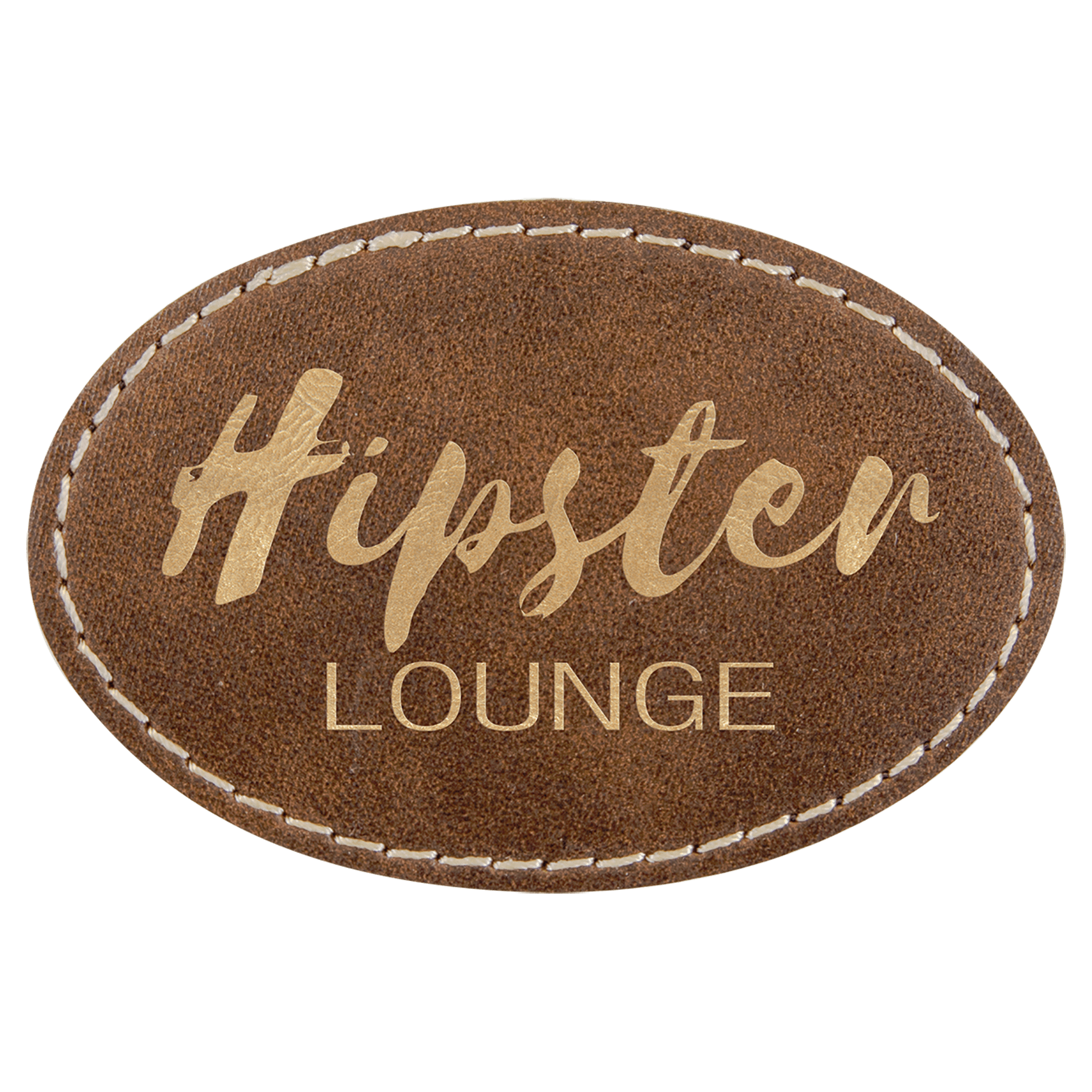 Oval Rustic/Gold Laserable Leatherette Patch with Adhesive