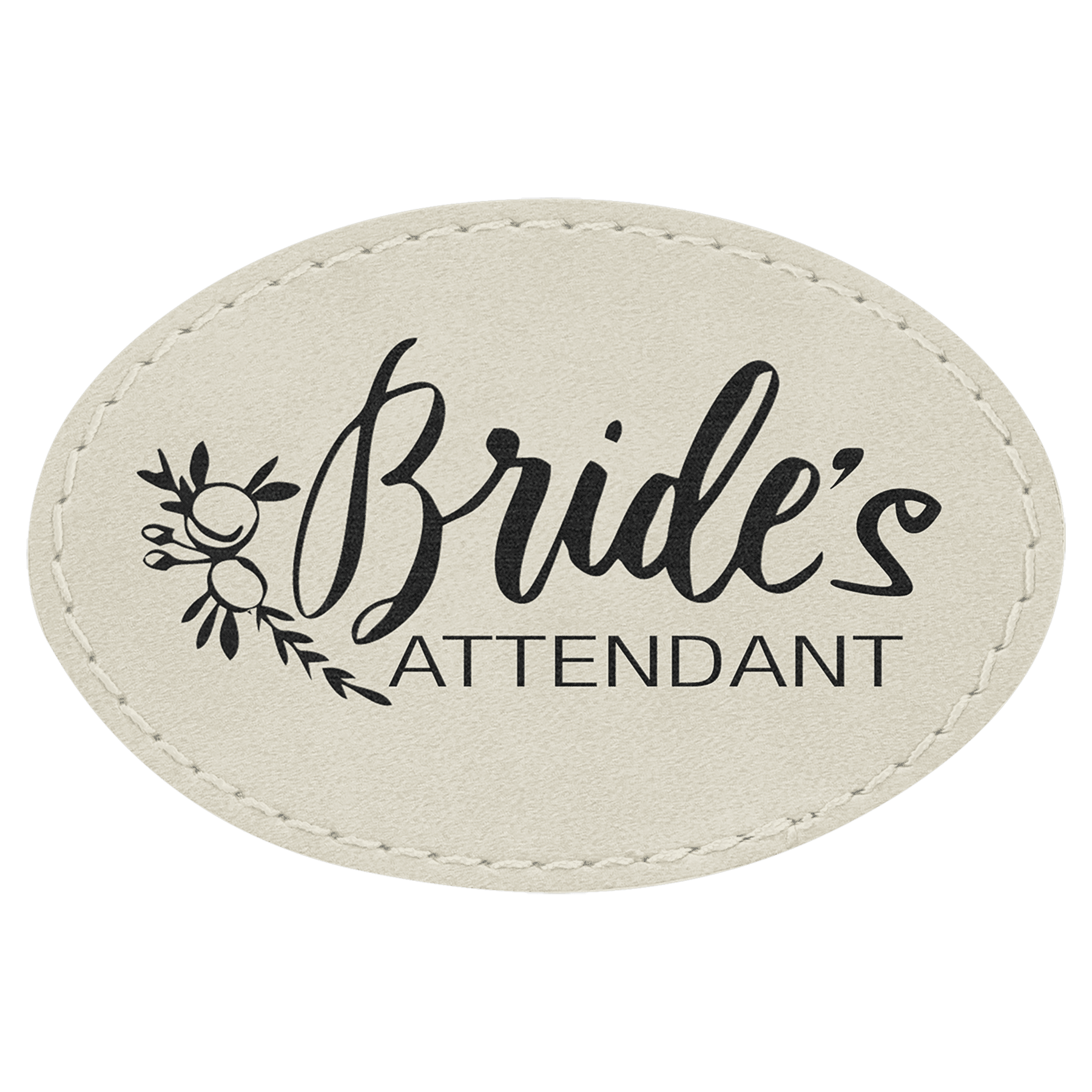 White Leatherette Oval Patch