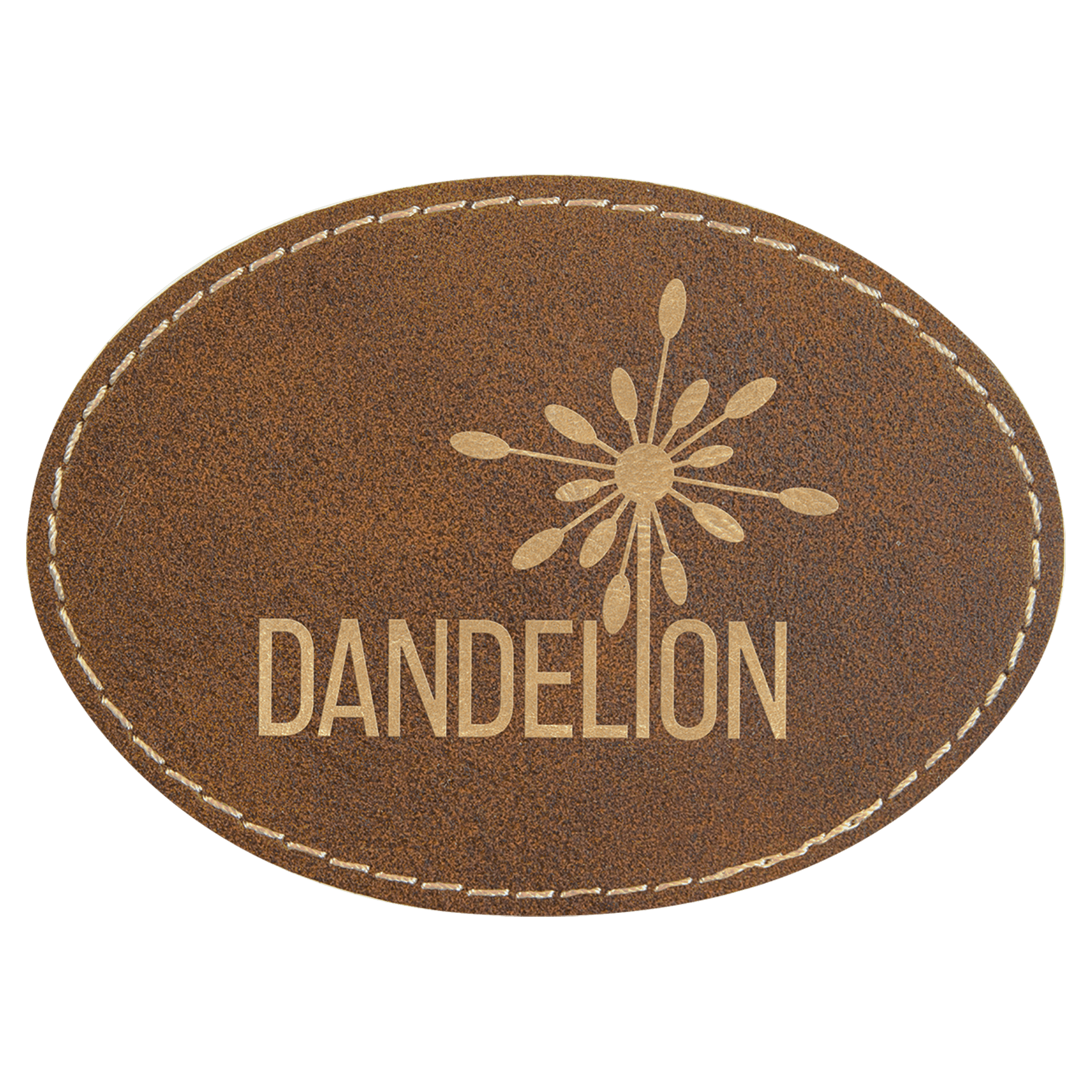 Oval Rustic/Gold Laserable Leatherette Patch with Adhesive