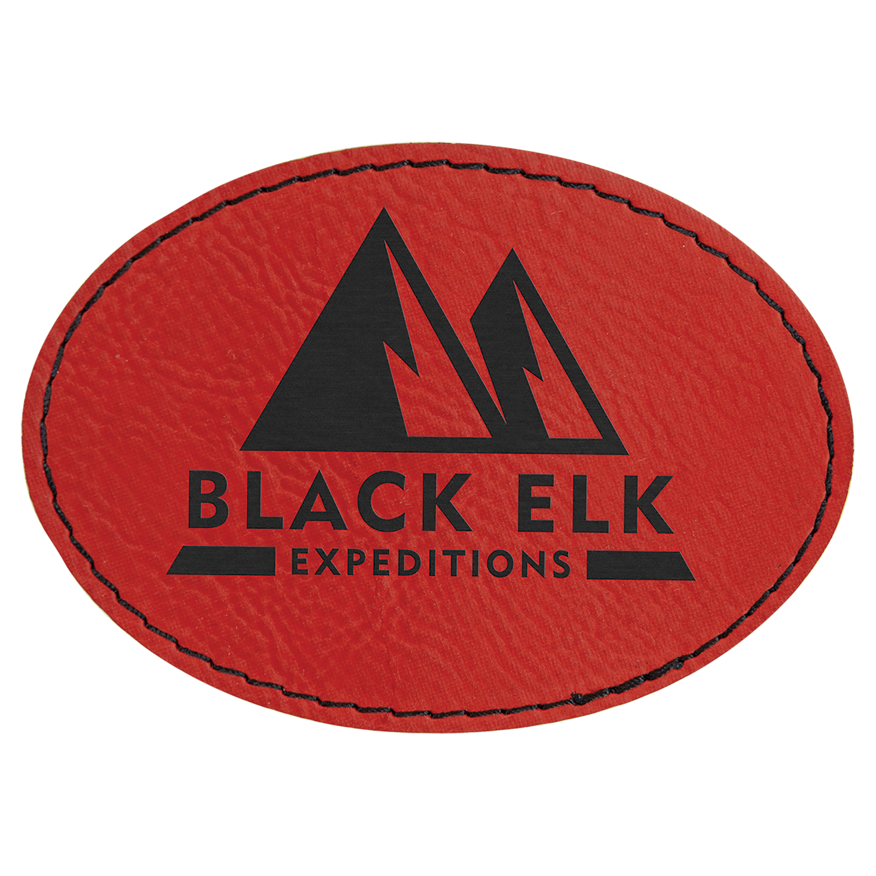 Oval Red Laserable Leatherette Patch with Adhesive