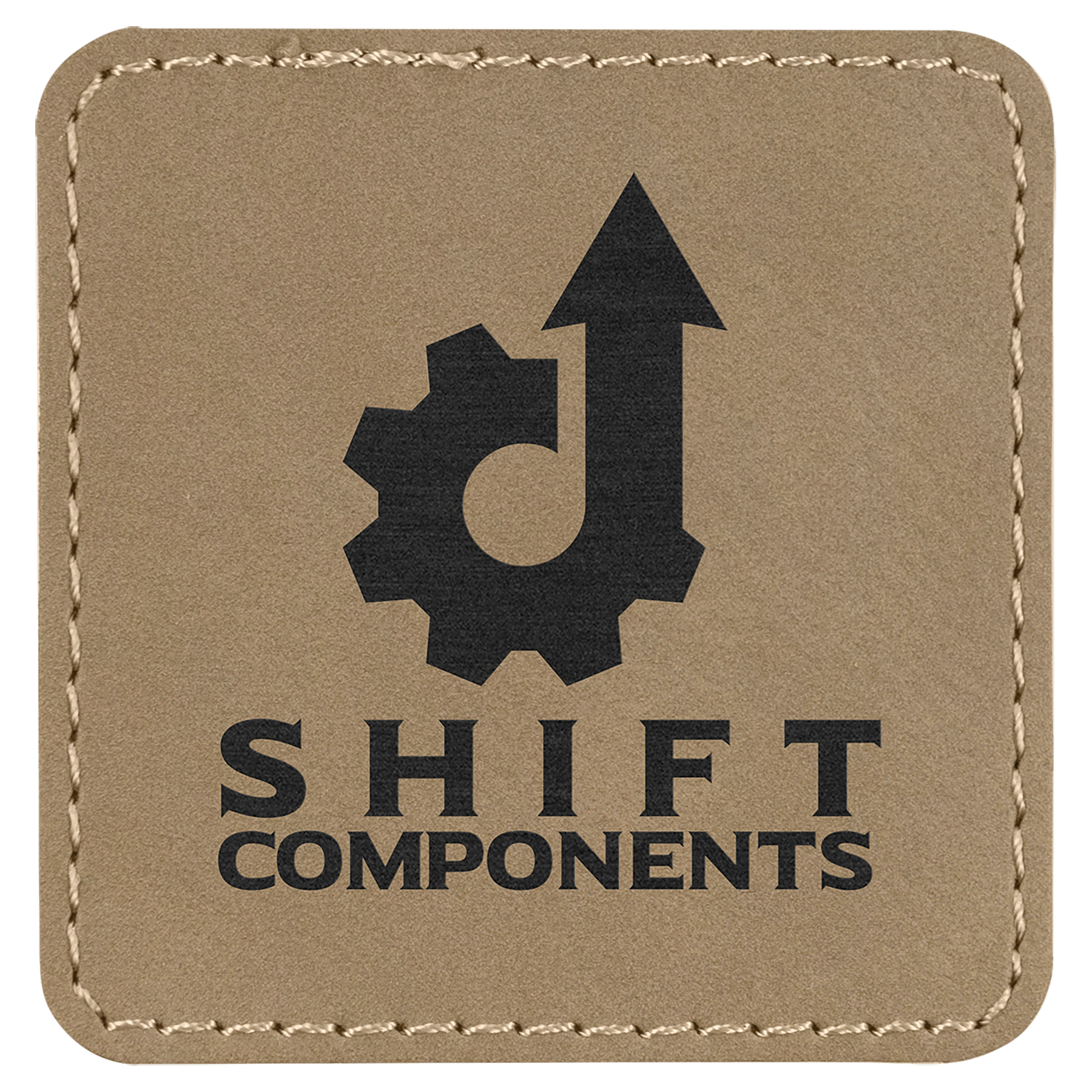 2 1/2" x 2 1/2" Light Brown Square Leatherette Patch with Adhesive