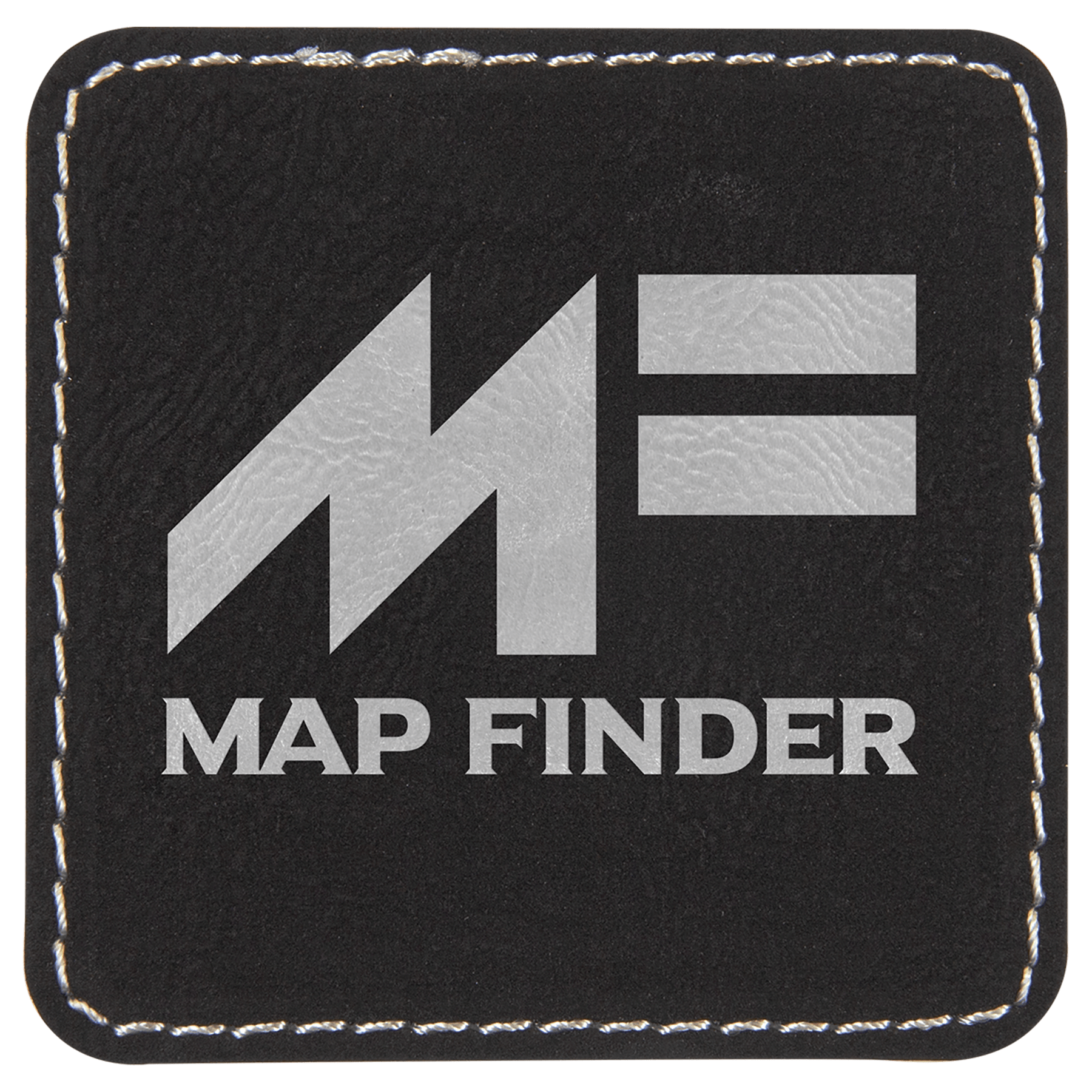 2 1/2" x 2 1/2" Black/Silver Square Leatherette Patch with Adhesive