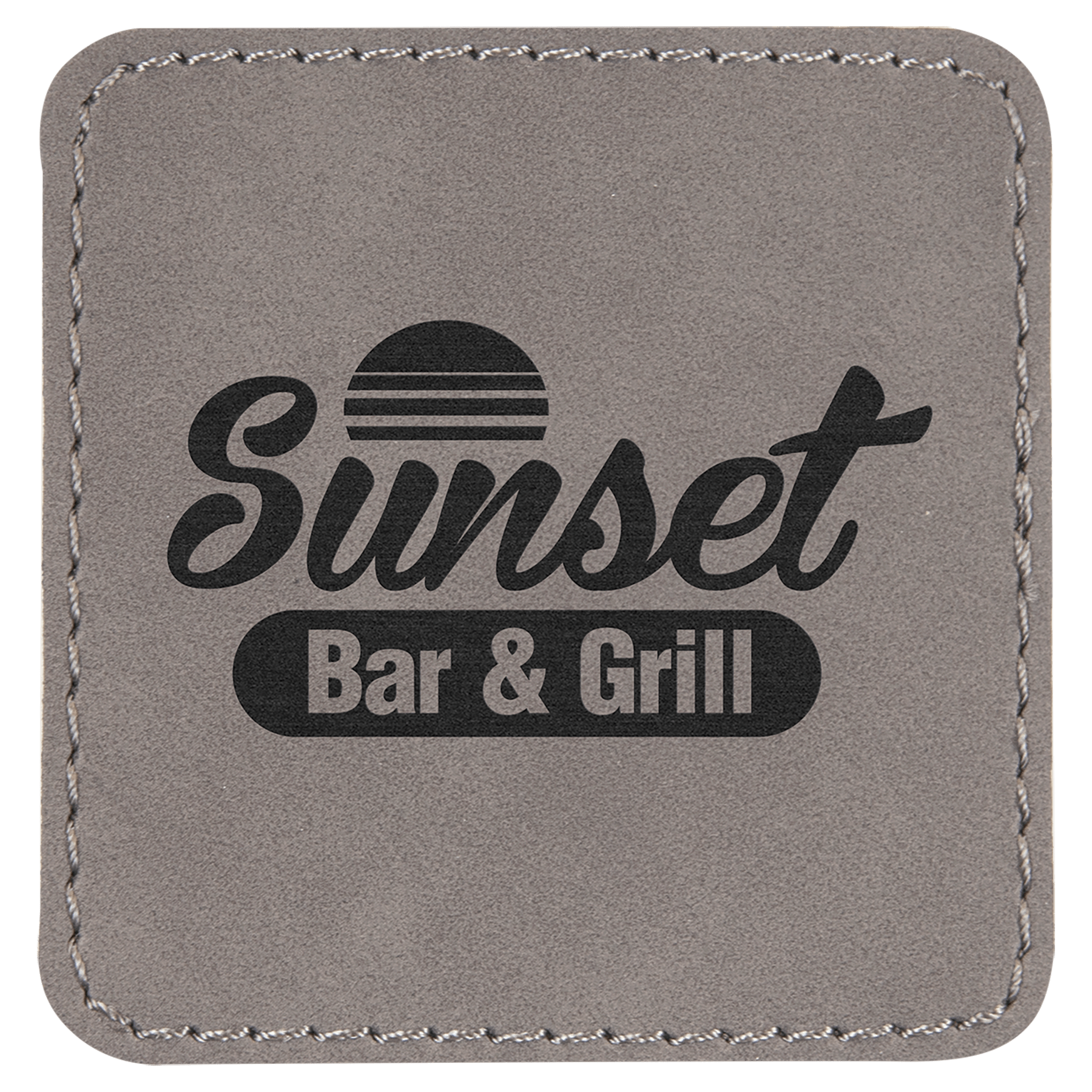 2 1/2" x 2 1/2" Gray Square Leatherette Patch with Adhesive