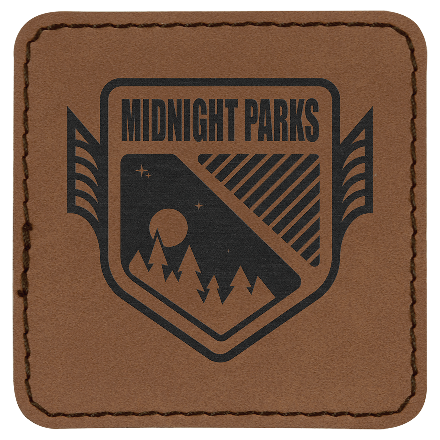 Dark Brown Laserable Leatherette Patch with Adhesive