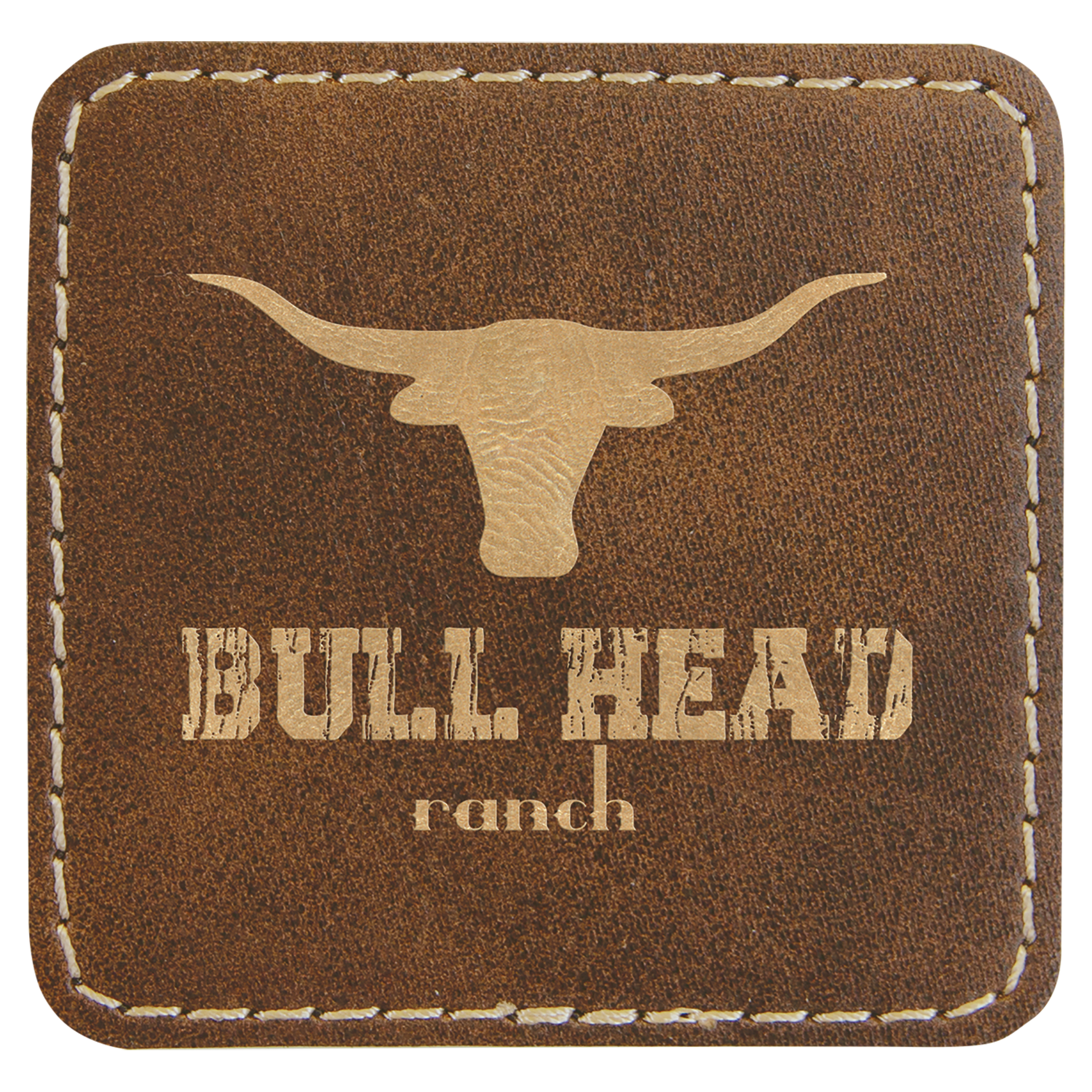 Square Rustic/Gold Laserable Leatherette Patch with Adhesive