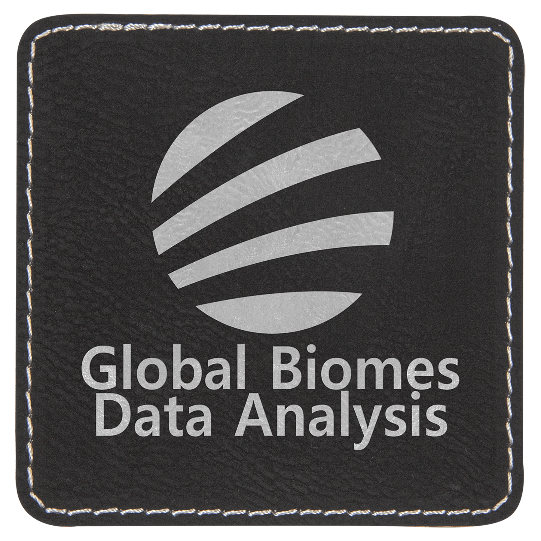 3" x 3" Black/Silver Square Leatherette Patch with Adhesive