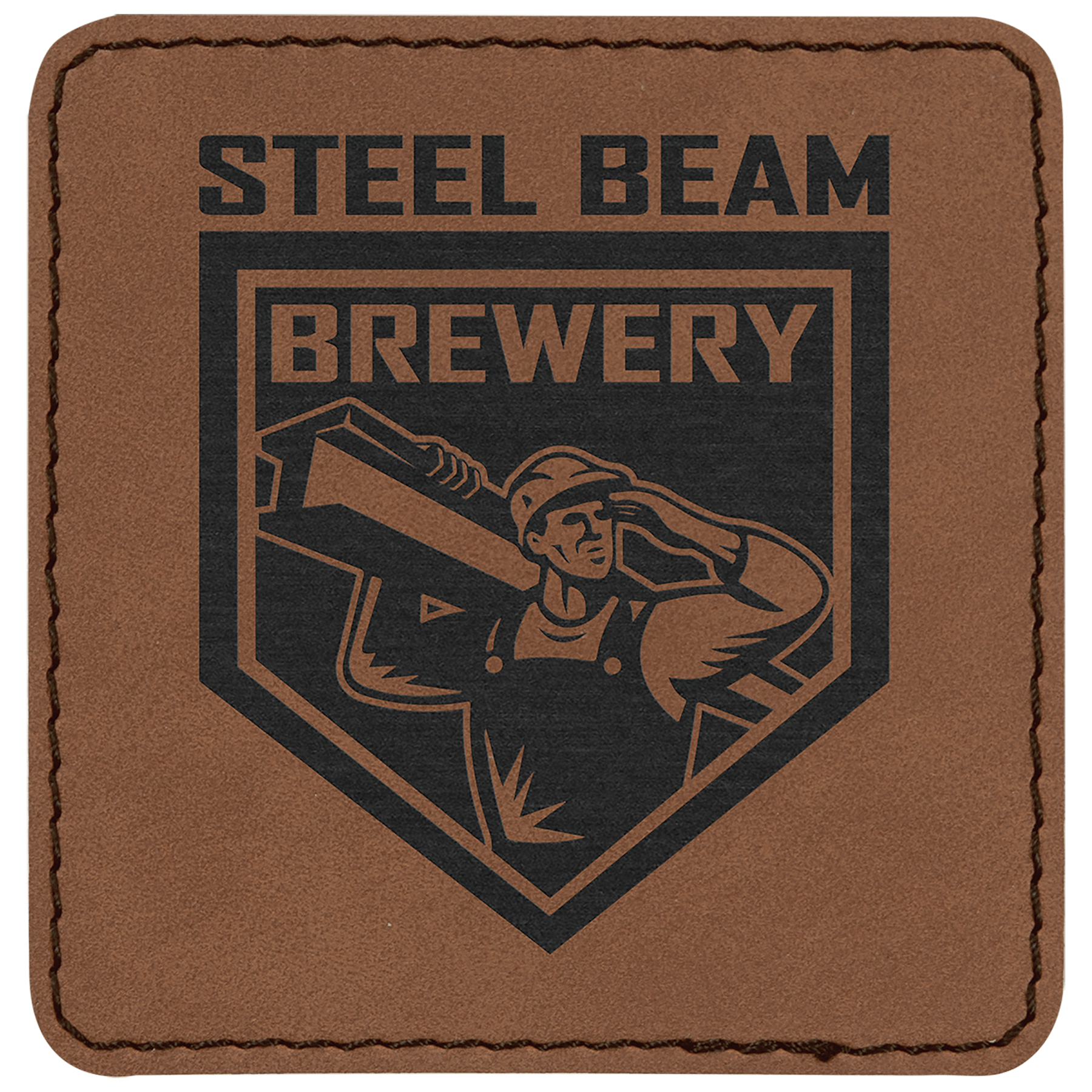 Dark Brown Laserable Leatherette Patch with Adhesive