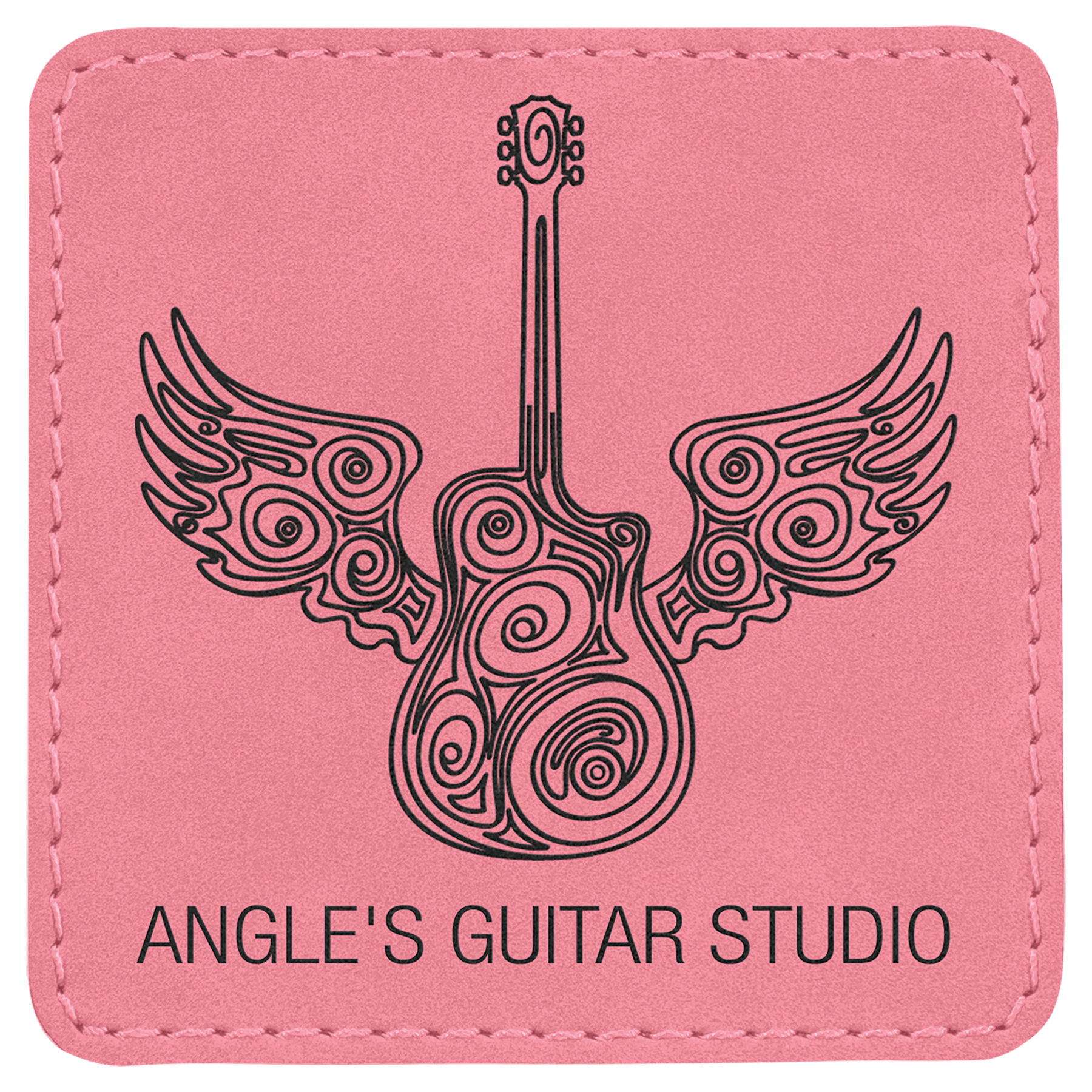 Pink Laserable Leatherette Patch with Adhesive