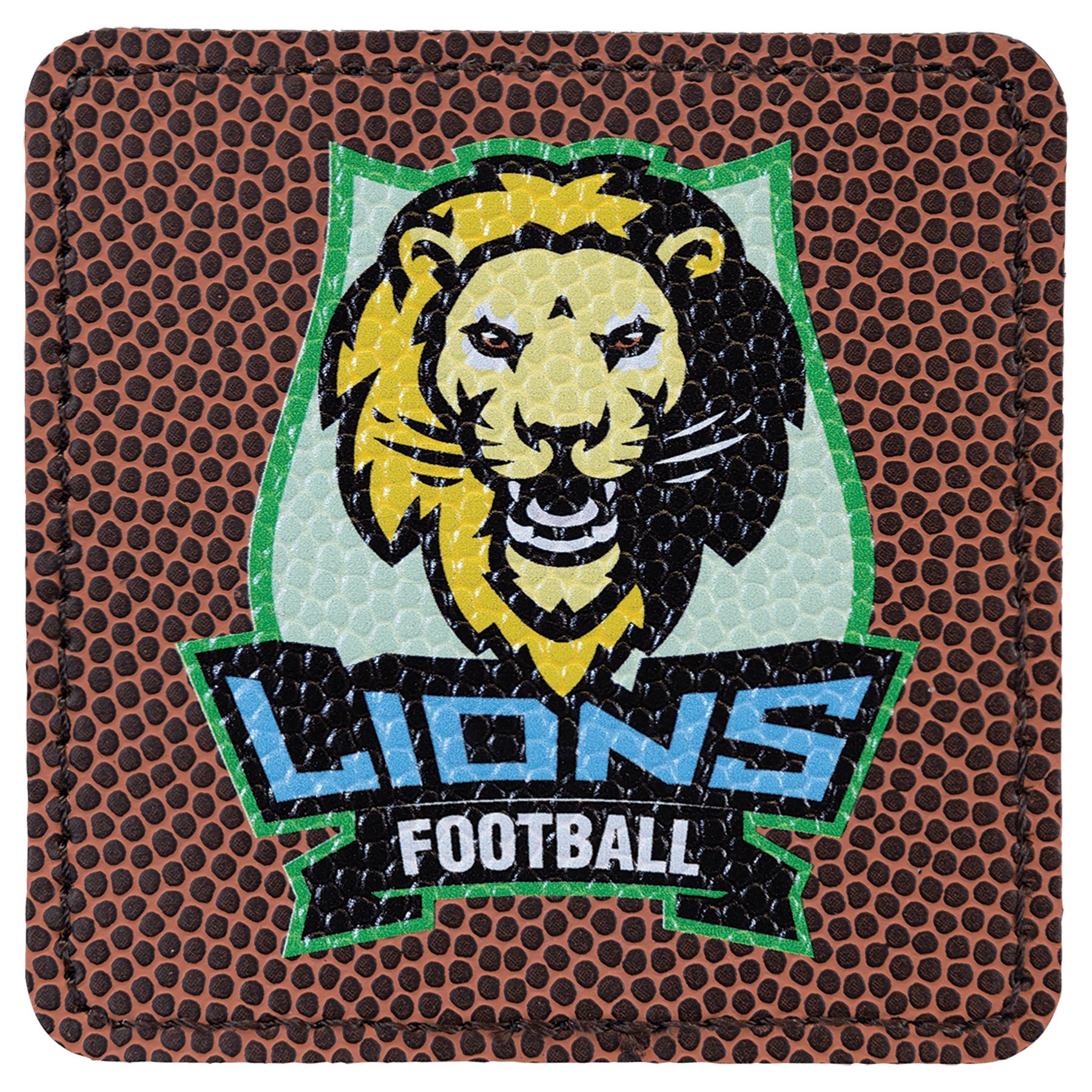 Football Laserable Leatherette Square Patch with Adhesive