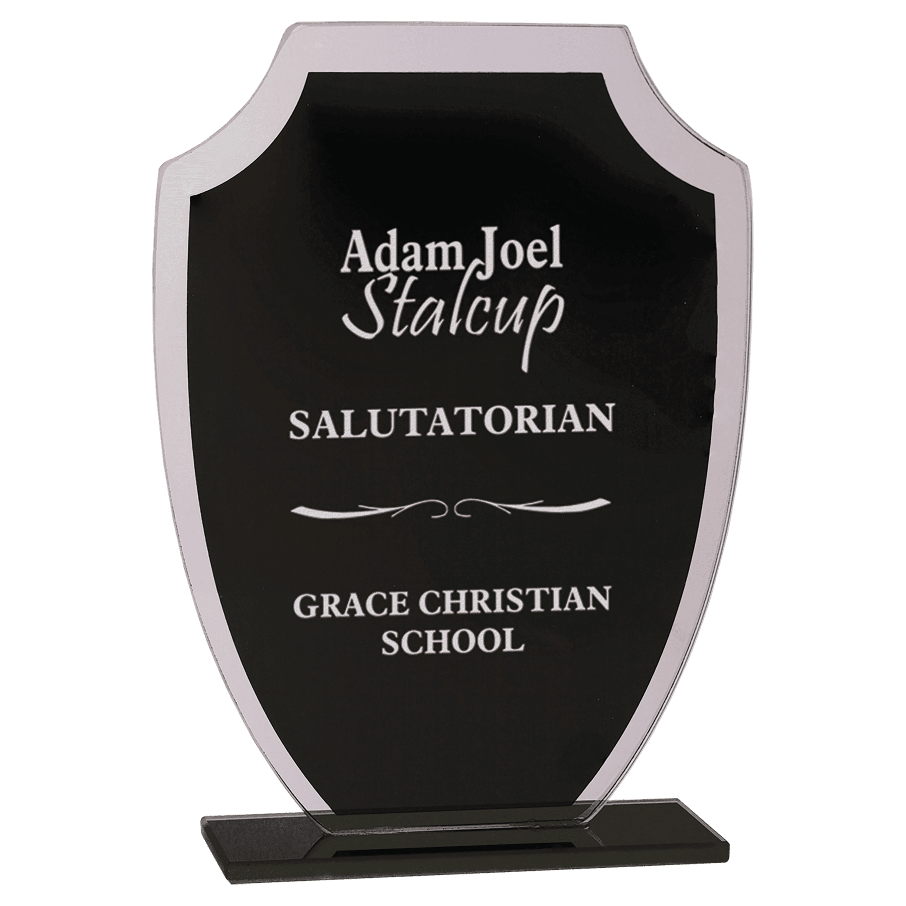 Large Black Shield Reflection Glass Award