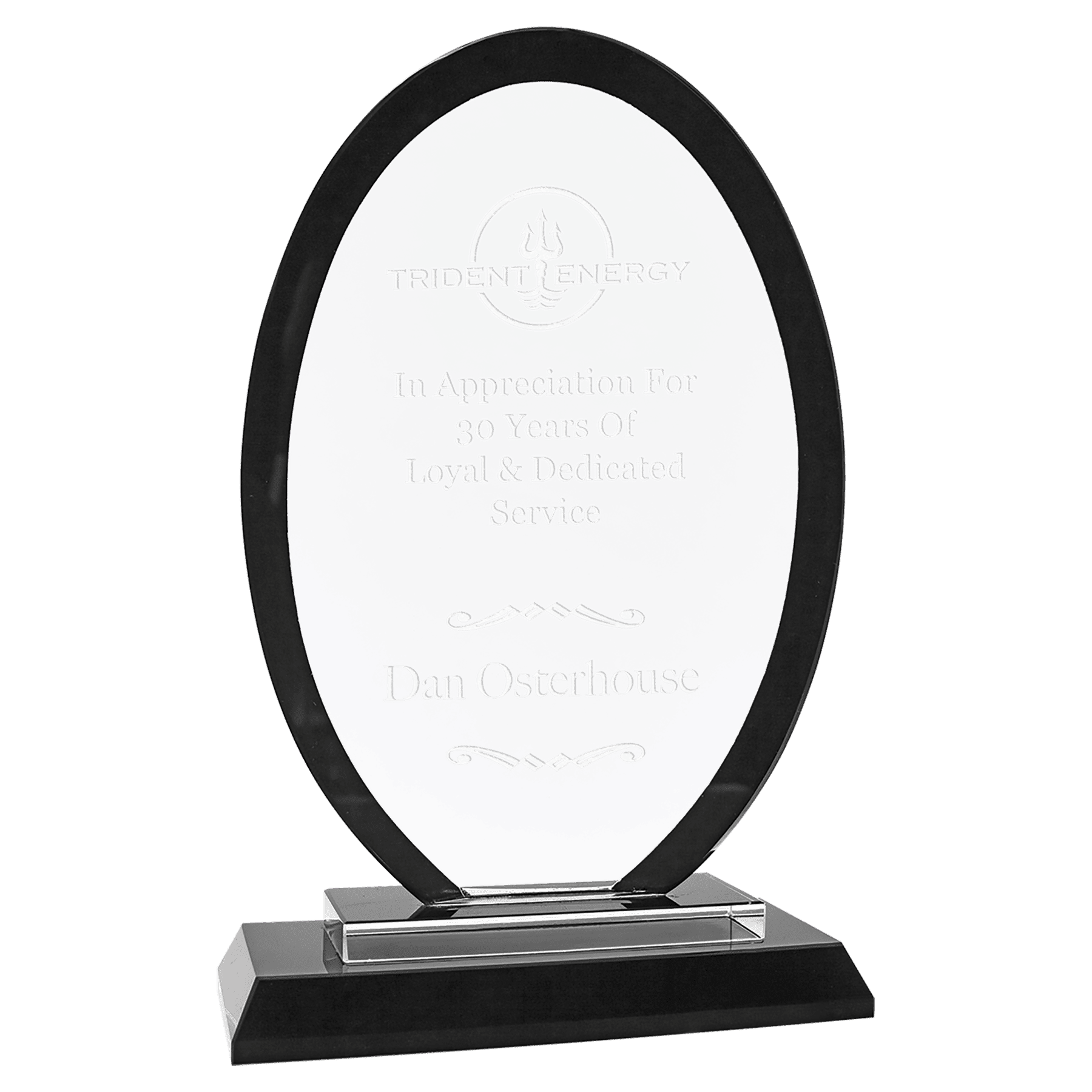 7 1/2" Oval Black Regal Glass