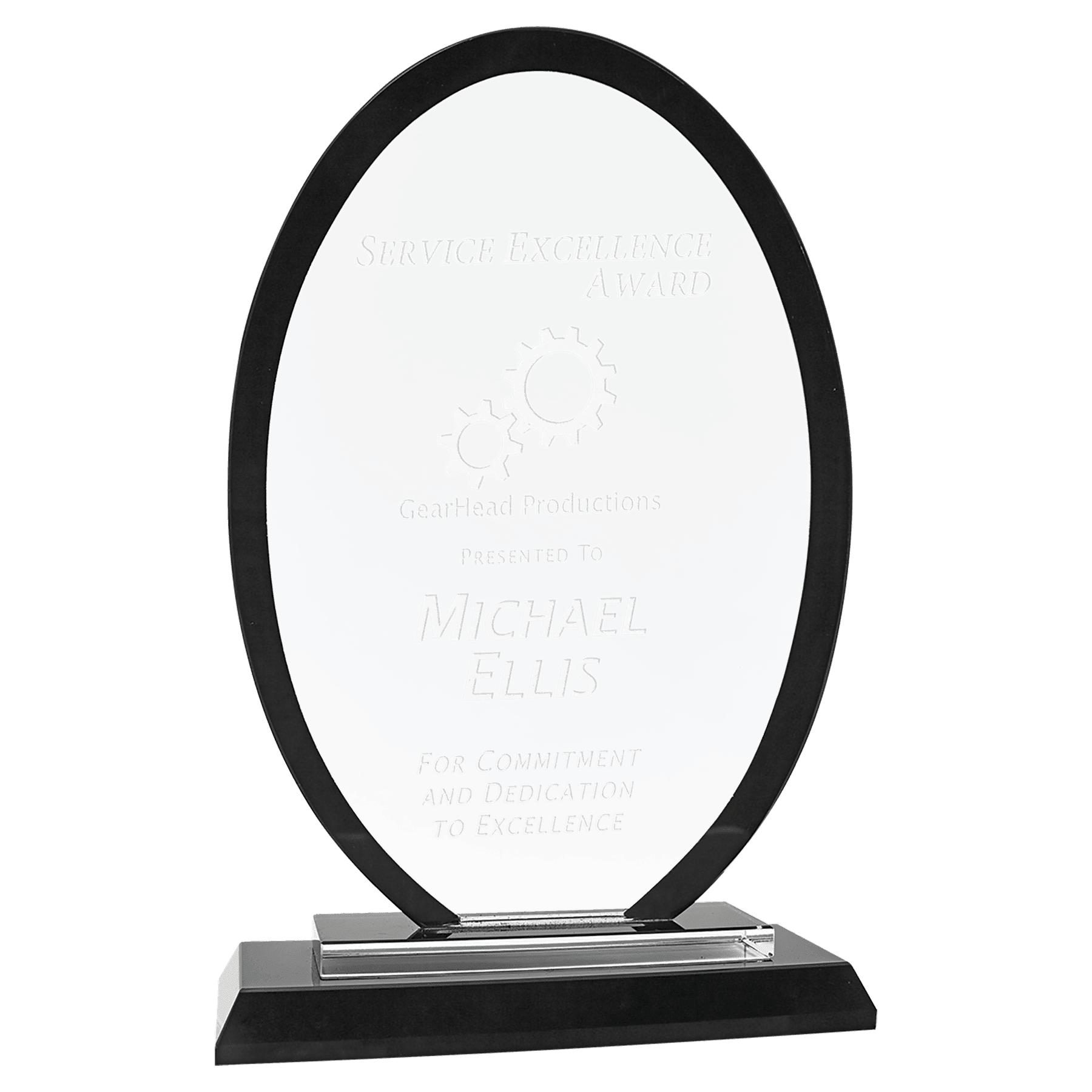 9" Oval Black Regal Glass