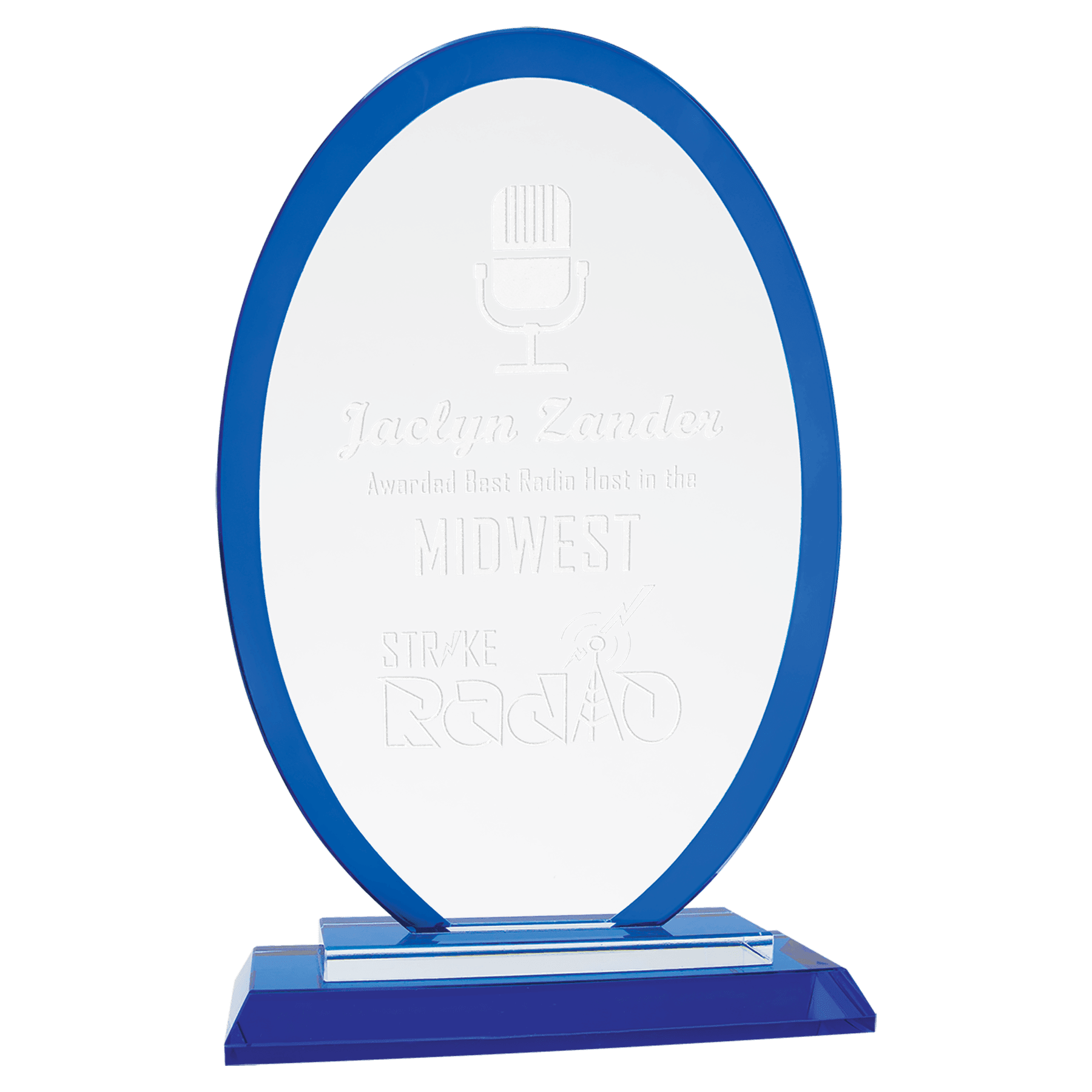 9" Oval Blue Regal Glass