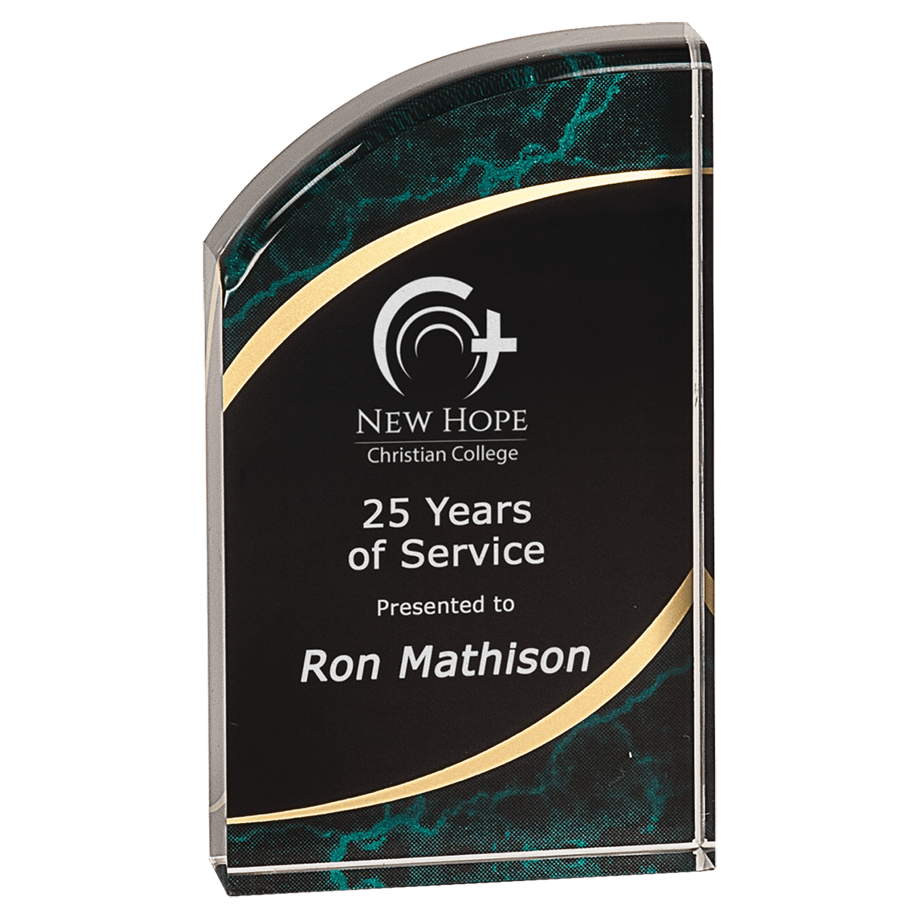 6" Green Marble Rounded Premier Acrylic