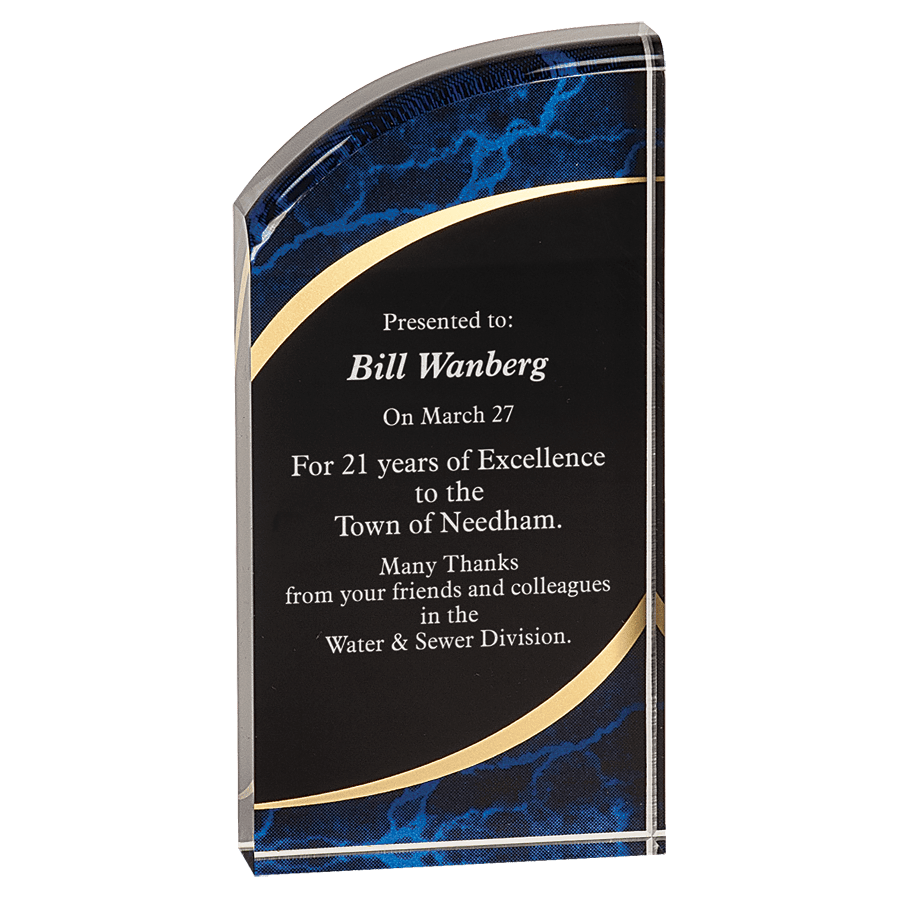 7" Blue Marble Rounded Premier Acrylic