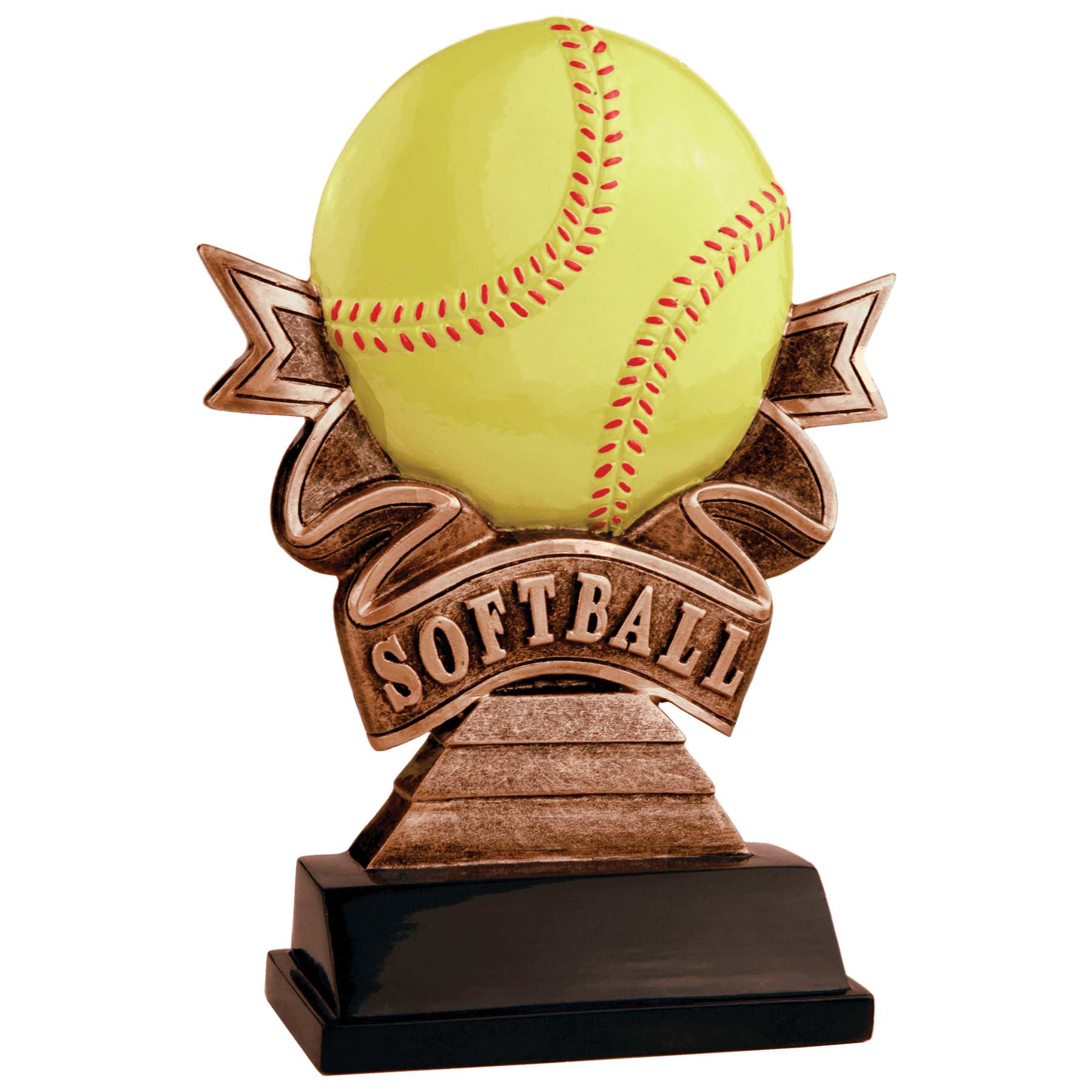 Softball Ribbon Resin-7"