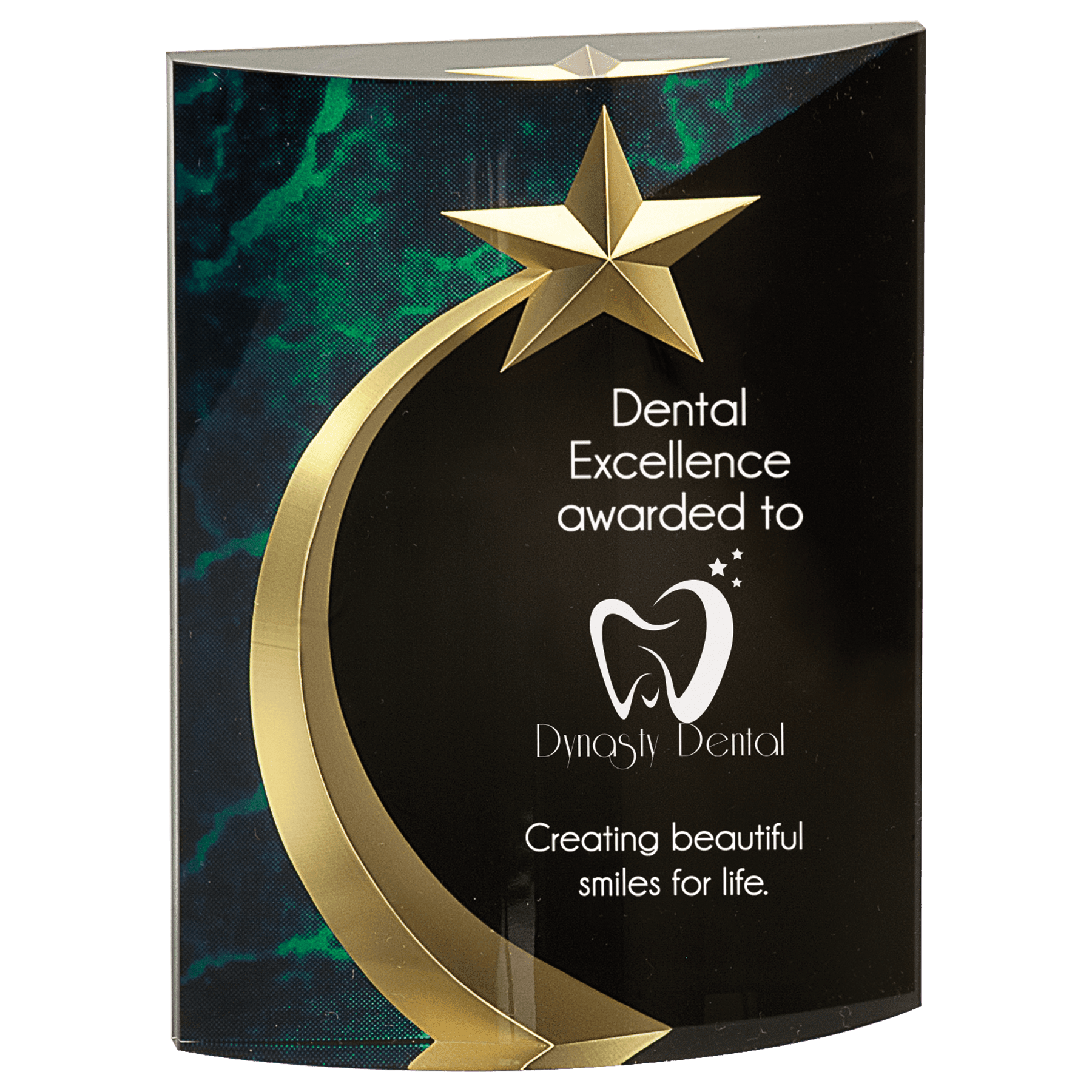 4 1/2" x 6" Green Marble Rounded Shooting Star Acrylic