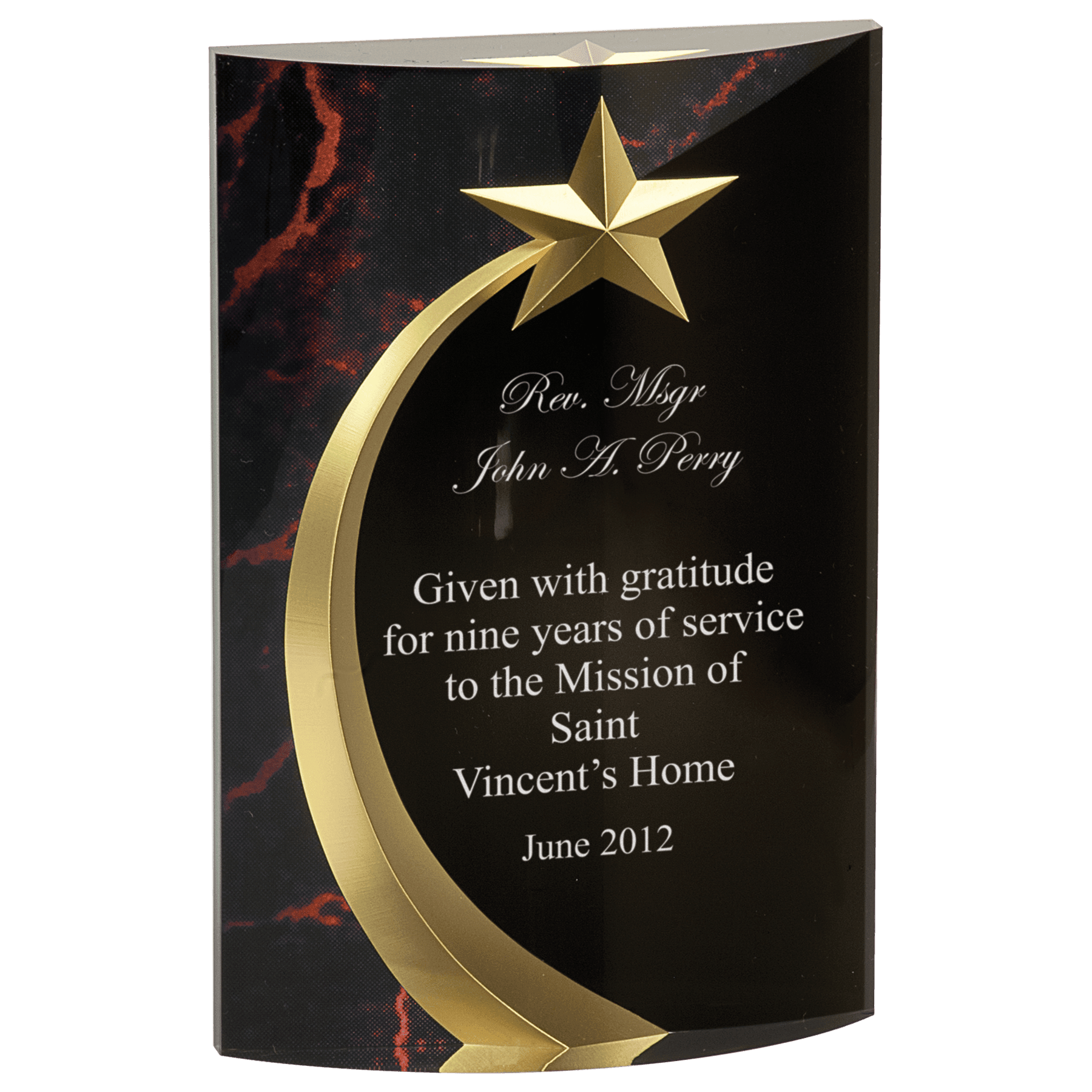 4 1/2" x 6 3/4" Red Marble Rounded Shooting Star Acrylic