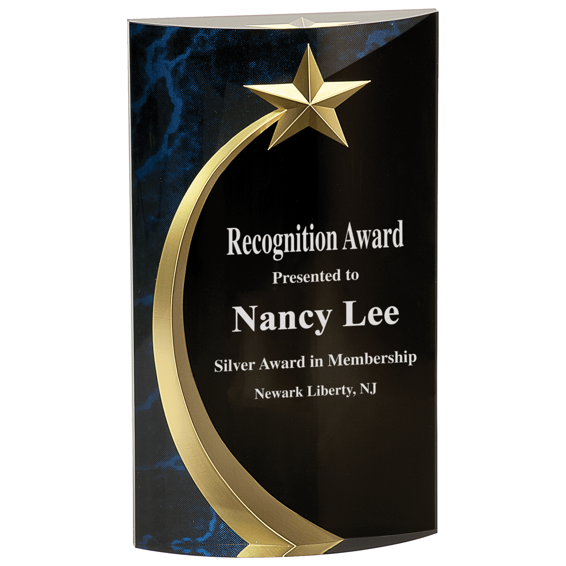 4 1/2" x 7 3/4" Blue Marble Rounded Shooting Star Acrylic