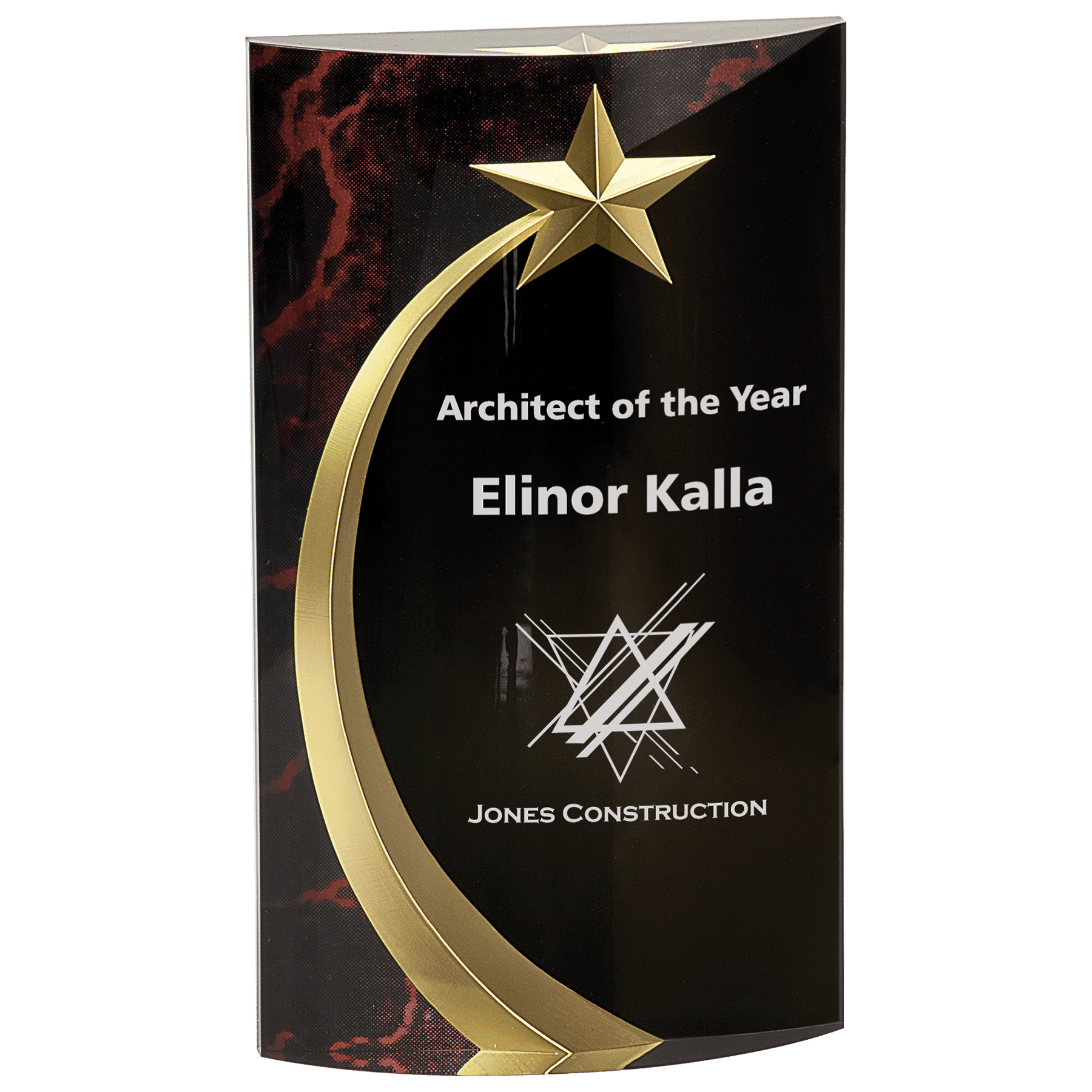 4 1/2" x 6 3/4" Red Marble Rounded Shooting Star Acrylic