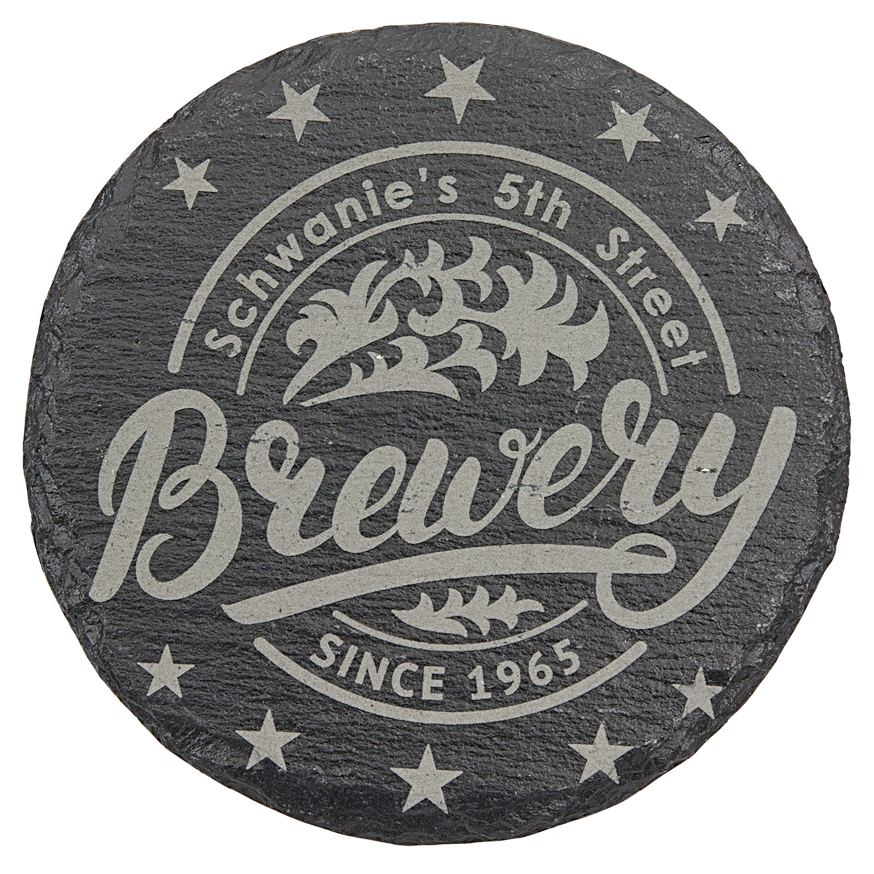 Round Slate Coaster with Foam Pads