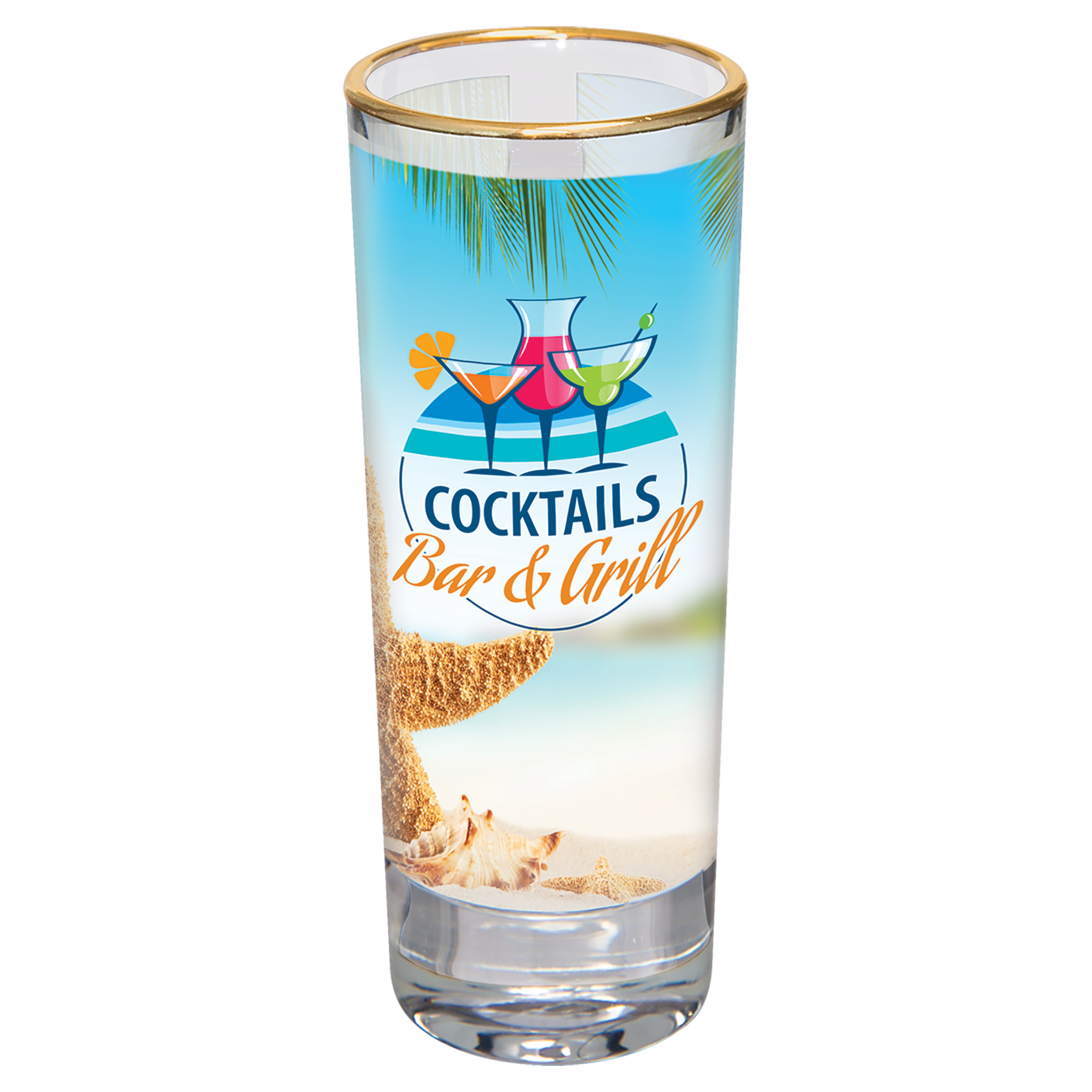 2 1/2" Glass Shooter with Gold Rim