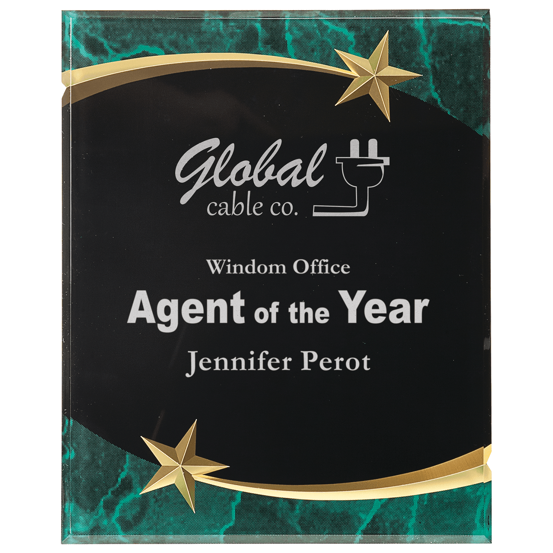 7" x 9" Green Marble Shooting Star Acrylic Plaque