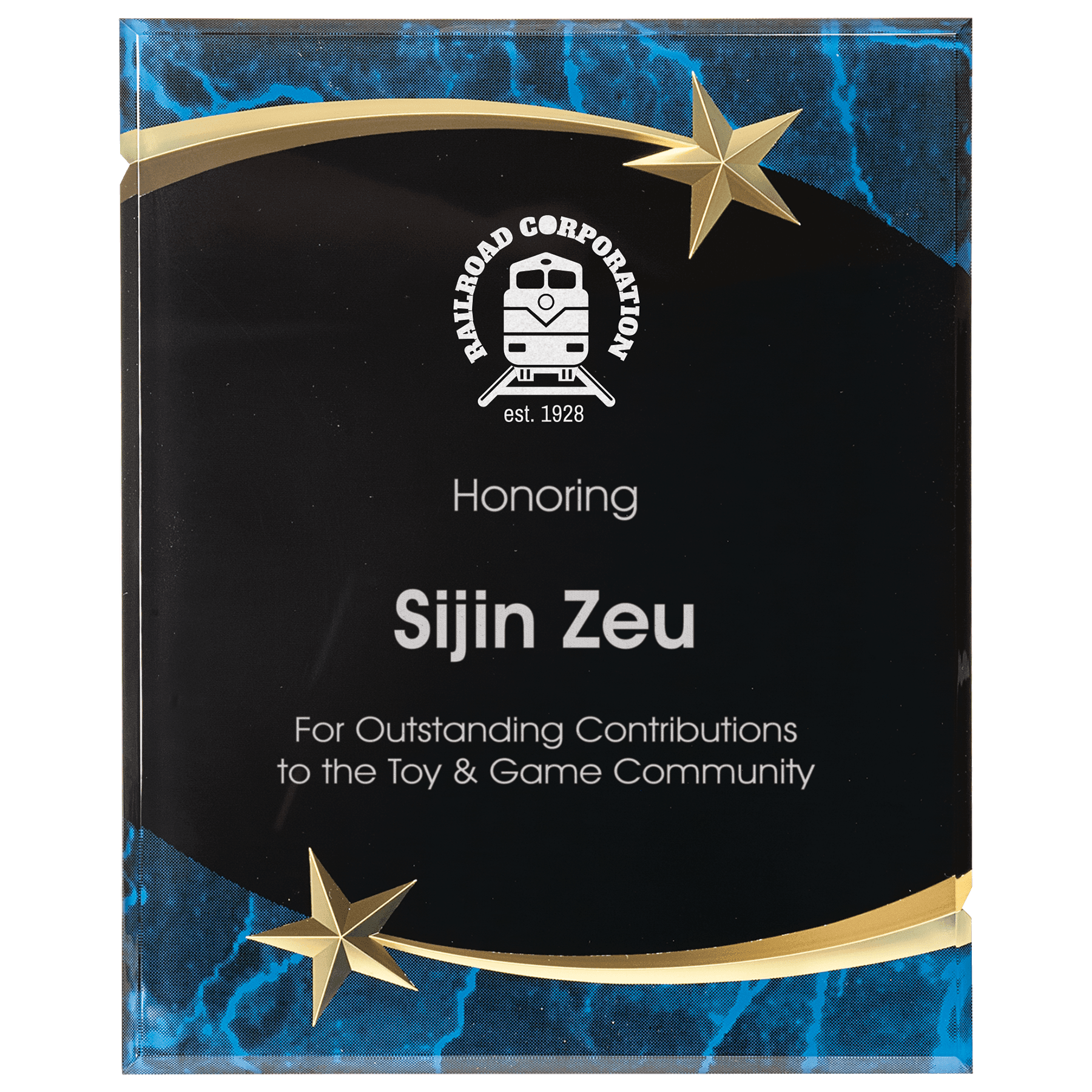 8" x 10" Blue Marble Shooting Star Acrylic Plaque