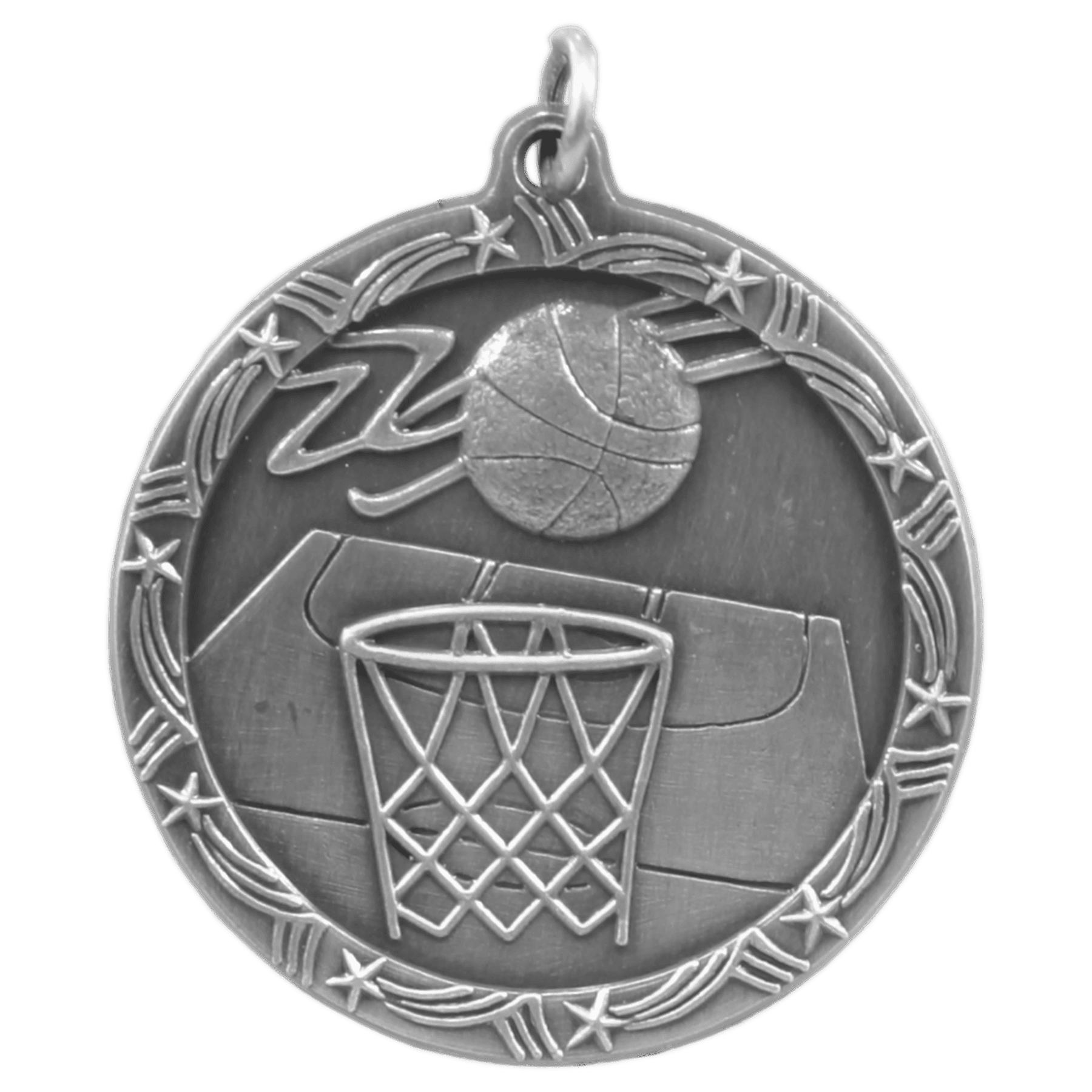 Basketball Shooting Star Medal-Silver