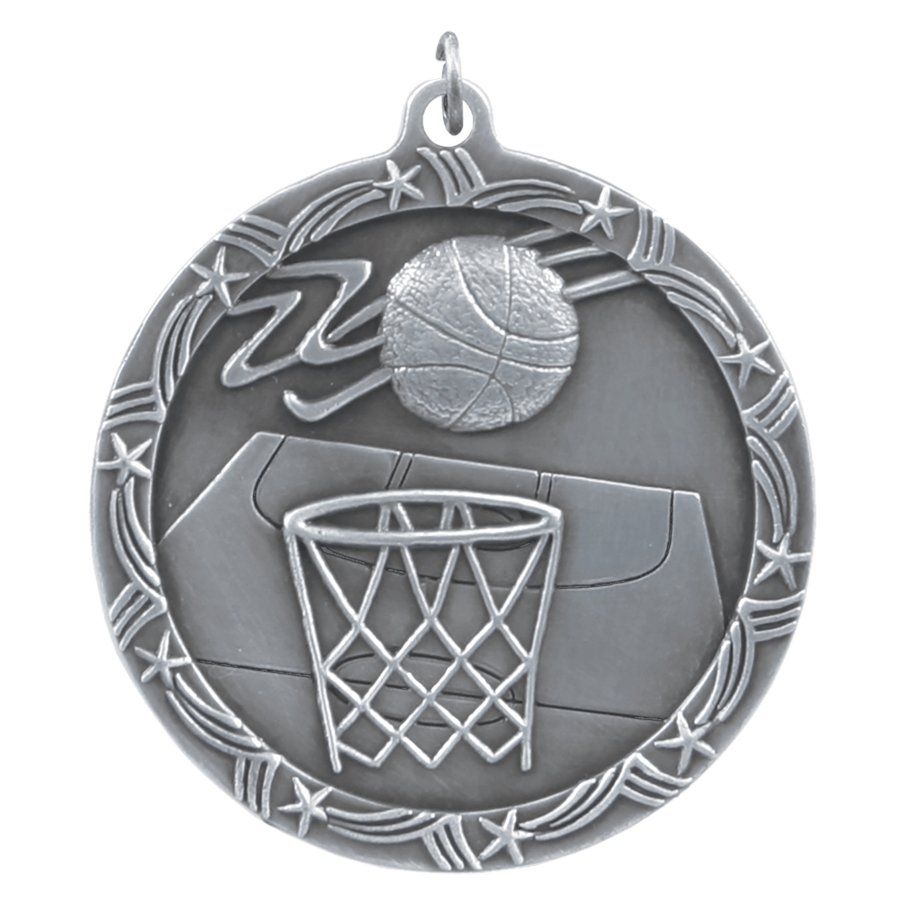 Basketball Shooting Star Medal-Silver