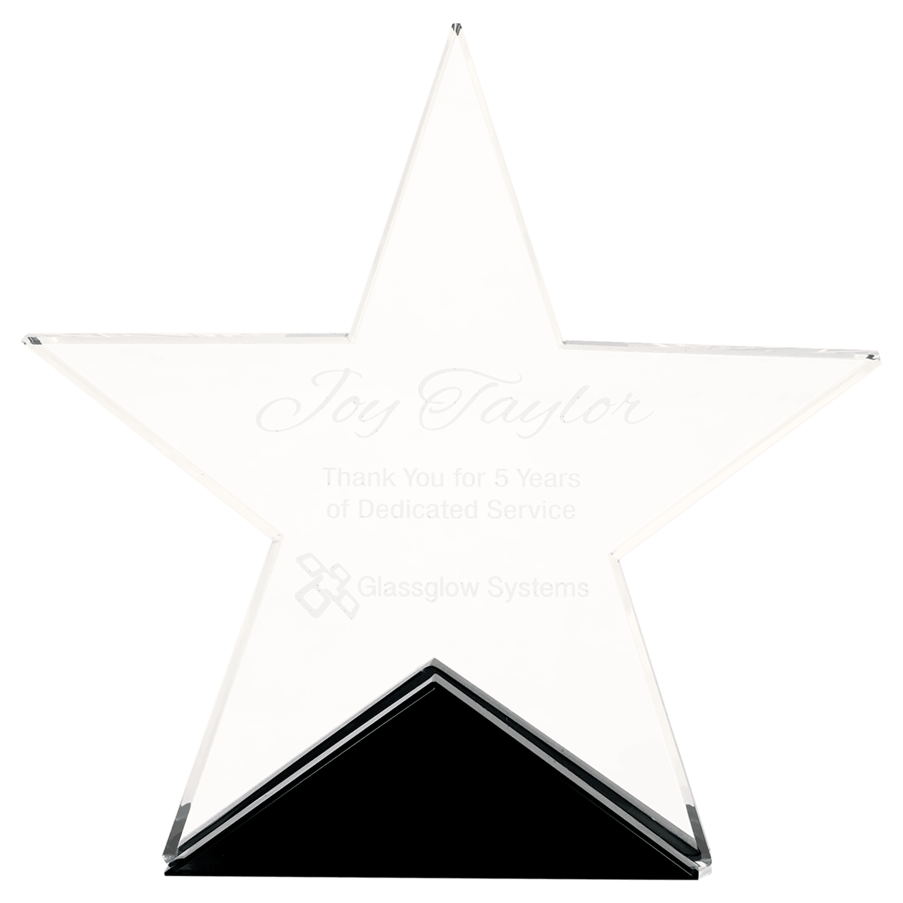 Small Clear Glass Star on Black Base