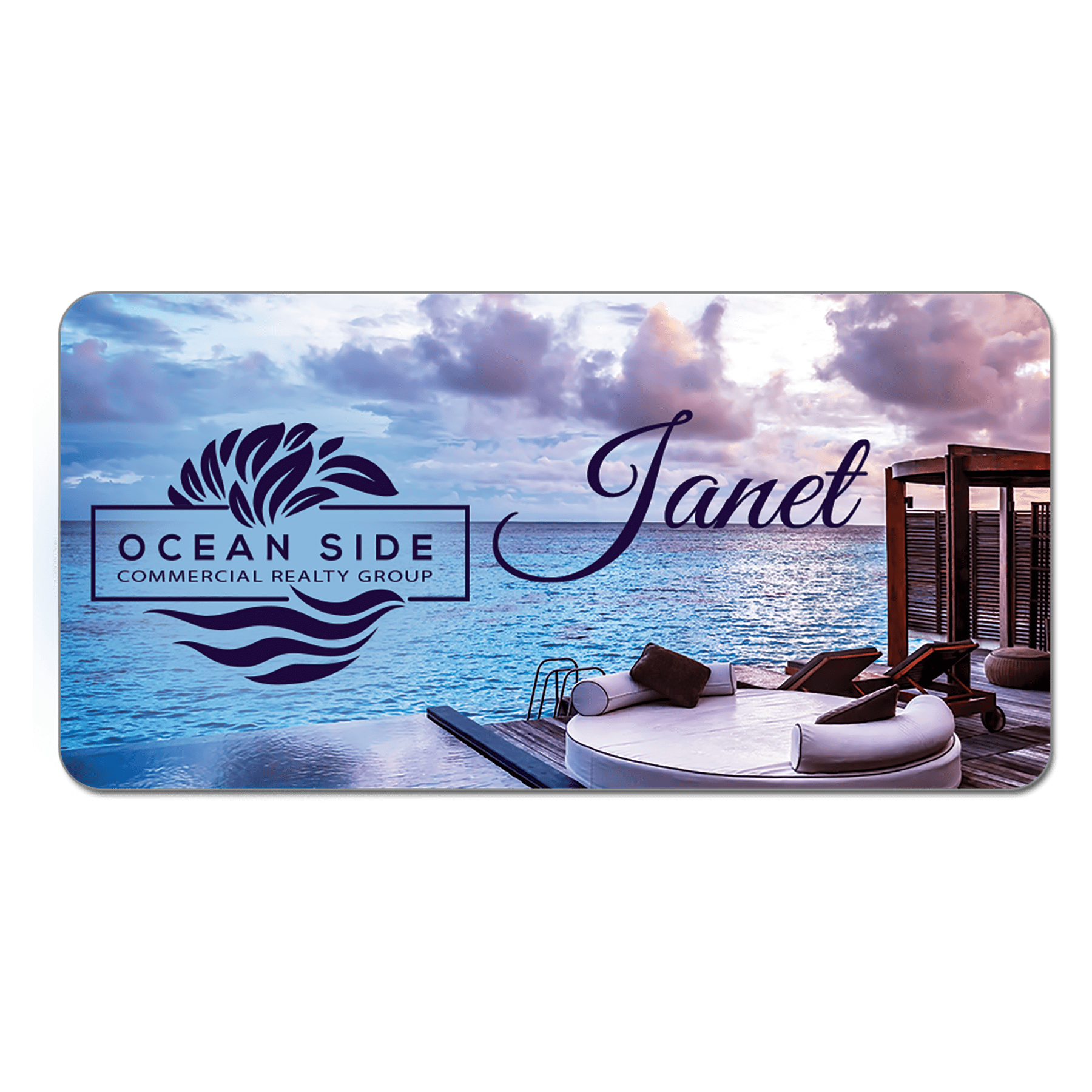 Gloss White 1-Sided Aluminum Rectangle Name Badge