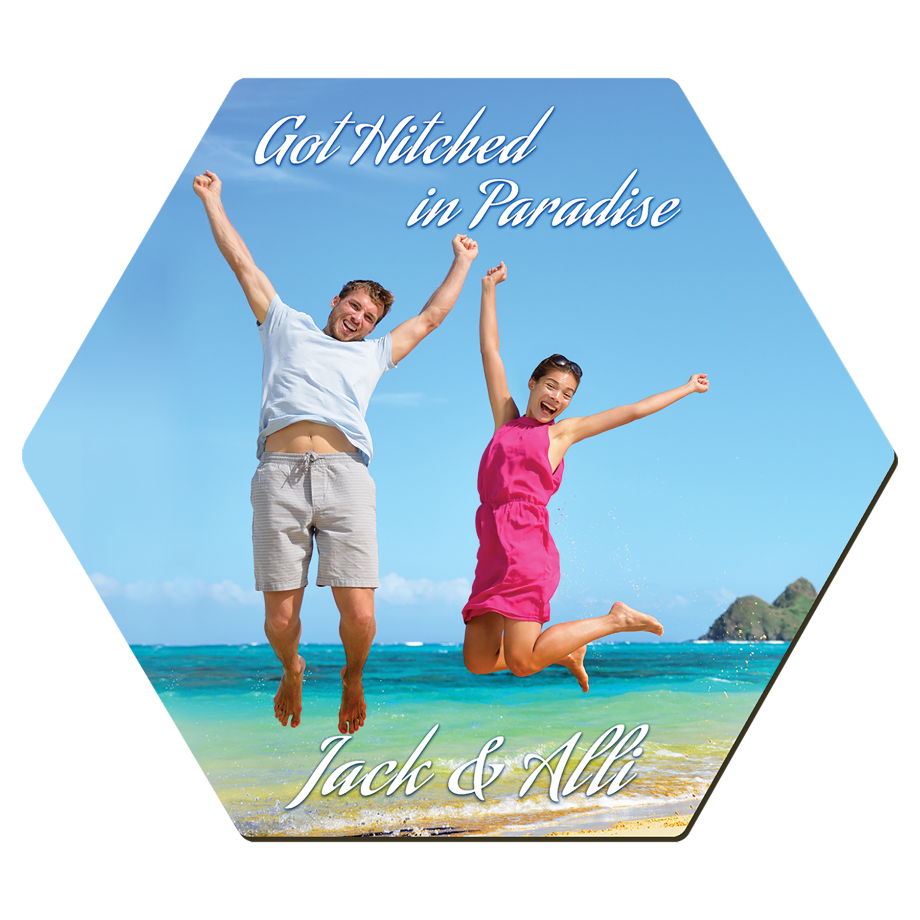 Gloss White Unisub Sublimatable Hardboard Hexagon Coaster w/Cork Back