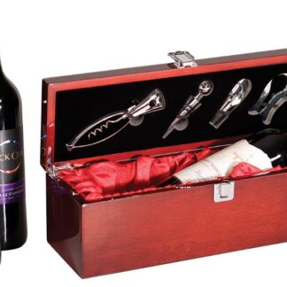 Rosewood Piano Finish Single Wine Presentation Box with 4 Tools