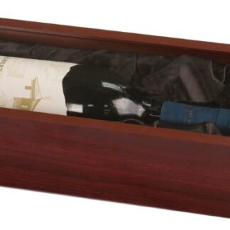 Rosewood Finish Wine Box with Clear Acrylic Lid & Black Lining
