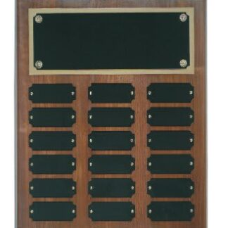 Genuine Walnut Step Edge Perpetual Plaque with 18 Plates