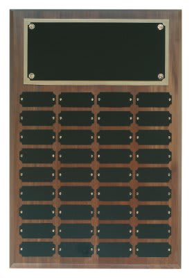 Genuine Walnut Step Edge Perpetual Plaque with 36 Plates